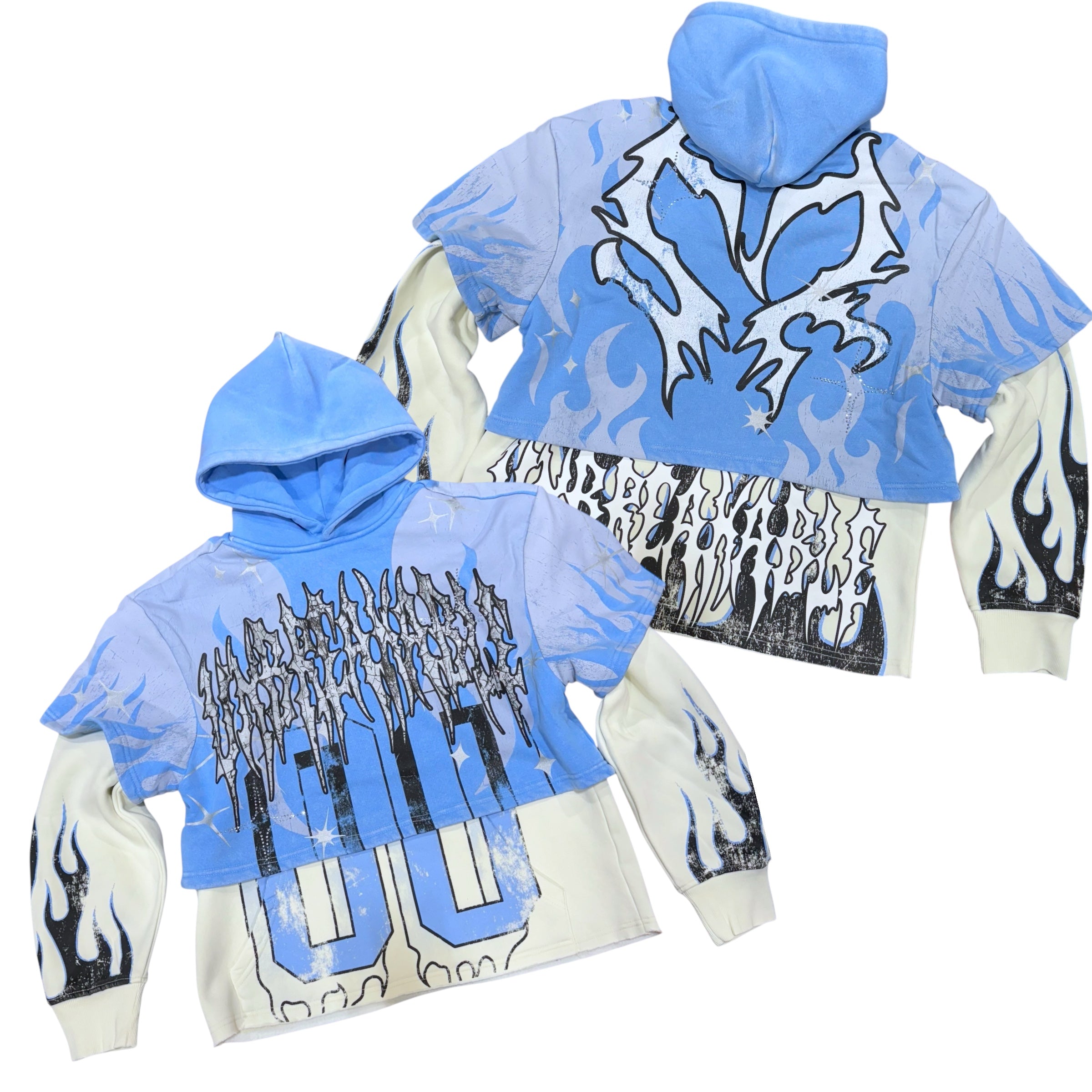 Rise - Double Hoodie Flames - Car.Blue - 25617