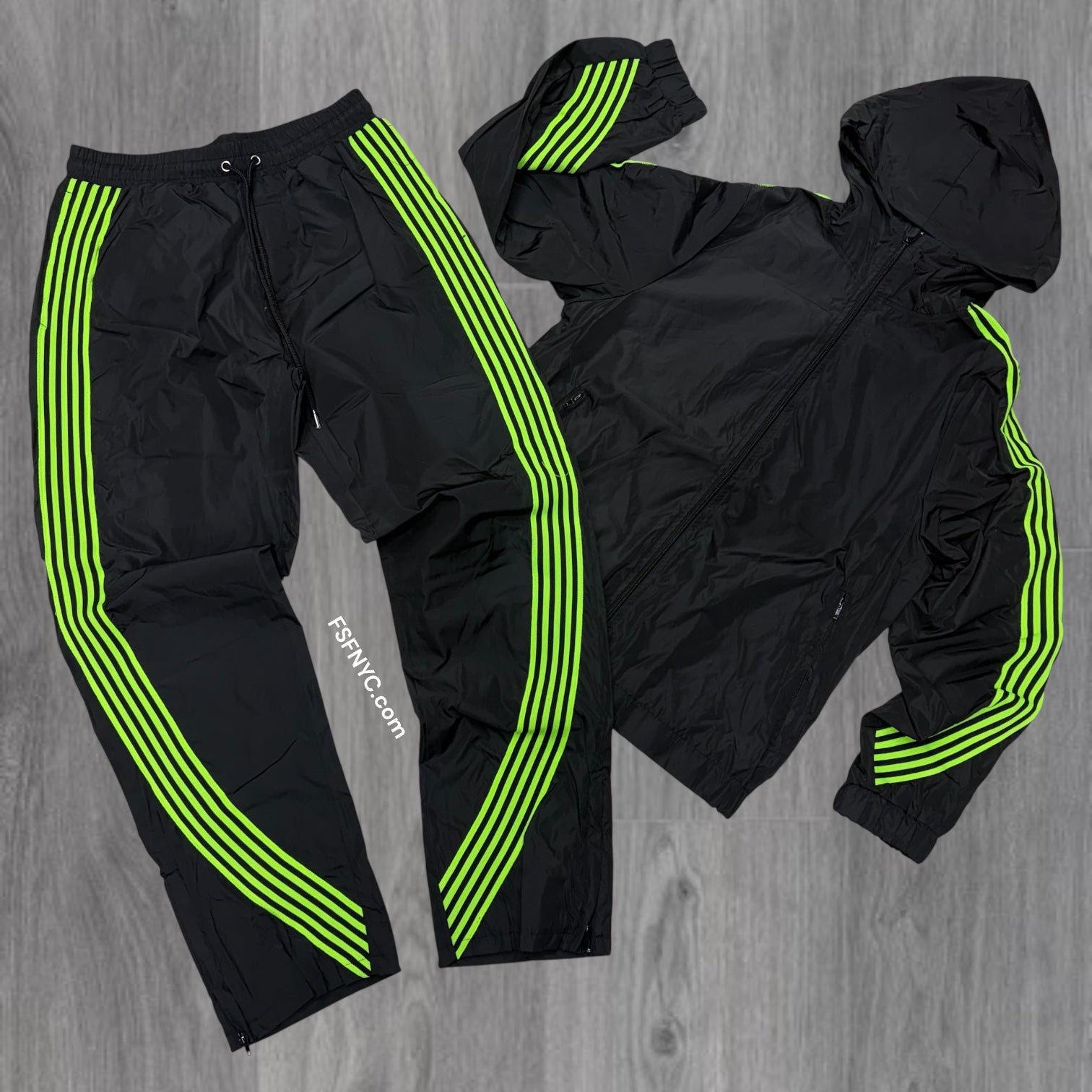 KD - Nylon Stripe Zip Set - Black/Neon 2110T