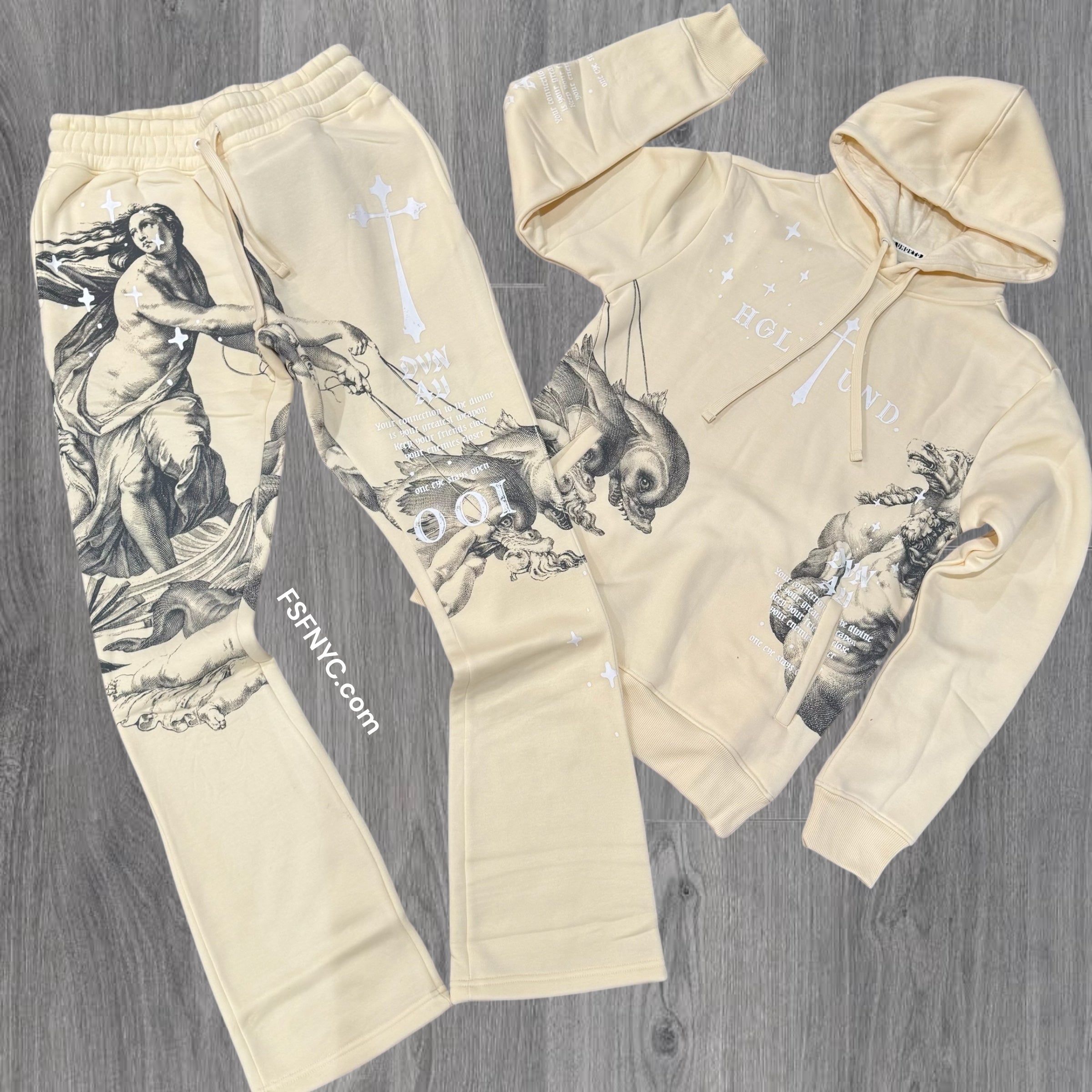 UNDRTD - Stacked Divine Aura Sweat Suit - Ivory - 5603 5203