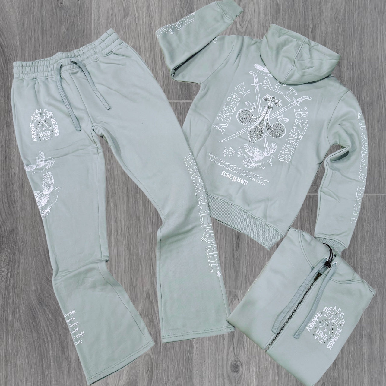 UNDRTD - Stacked Above All Zip hood Sweat Suit - Light Mint - 5604 5204