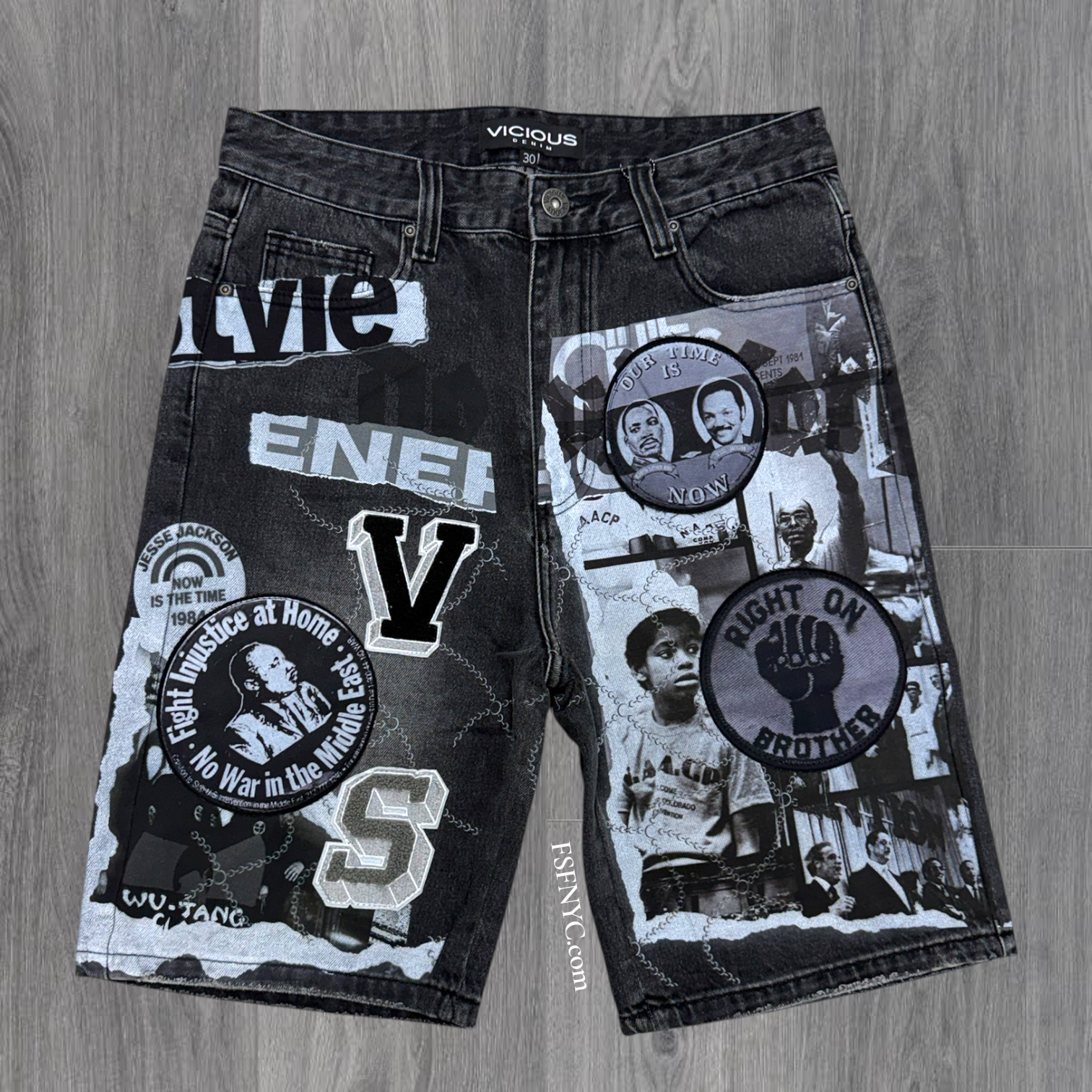 Vicious - History Denim shorts- v.Black -vc1213