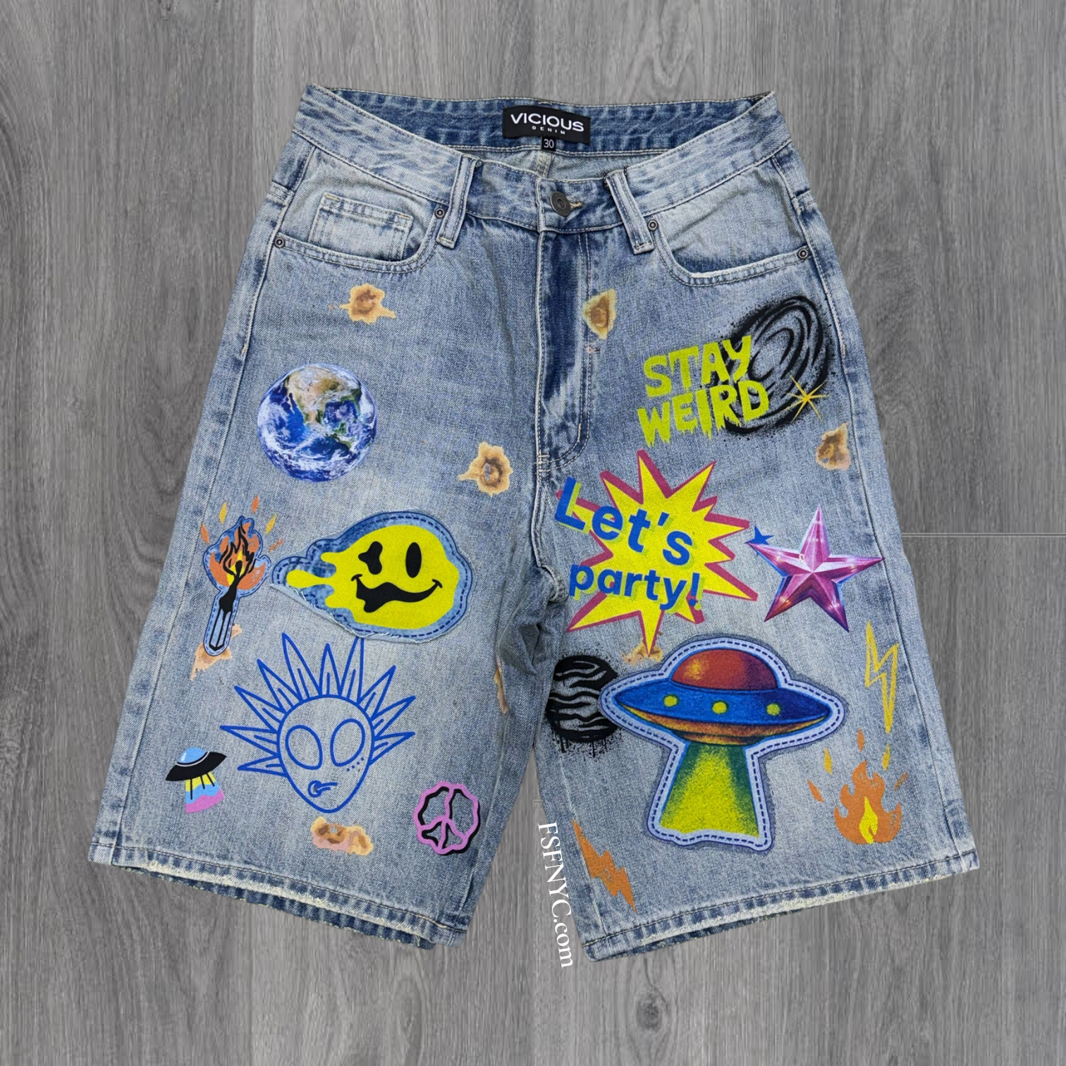 Vicious - Lets Denim shorts- Light Blue -vc1205