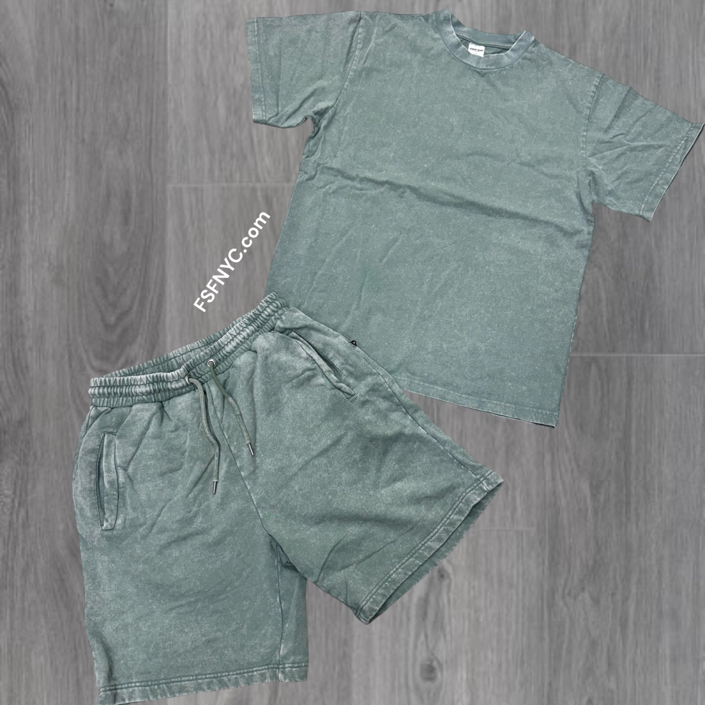 ARM Stone Wash Short Set Sage 001