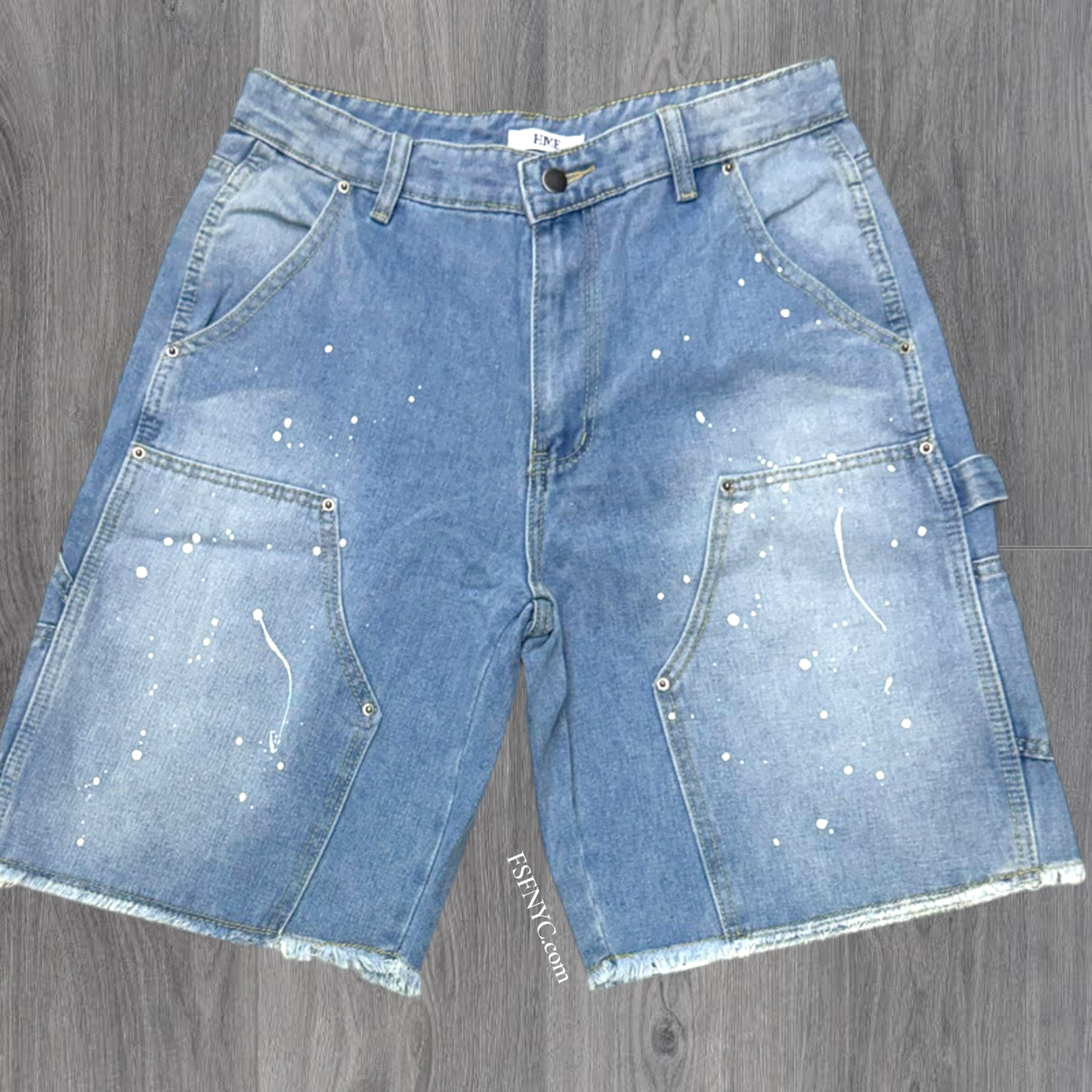 Hme- Carpenter Denim Shorts Splatter - blue