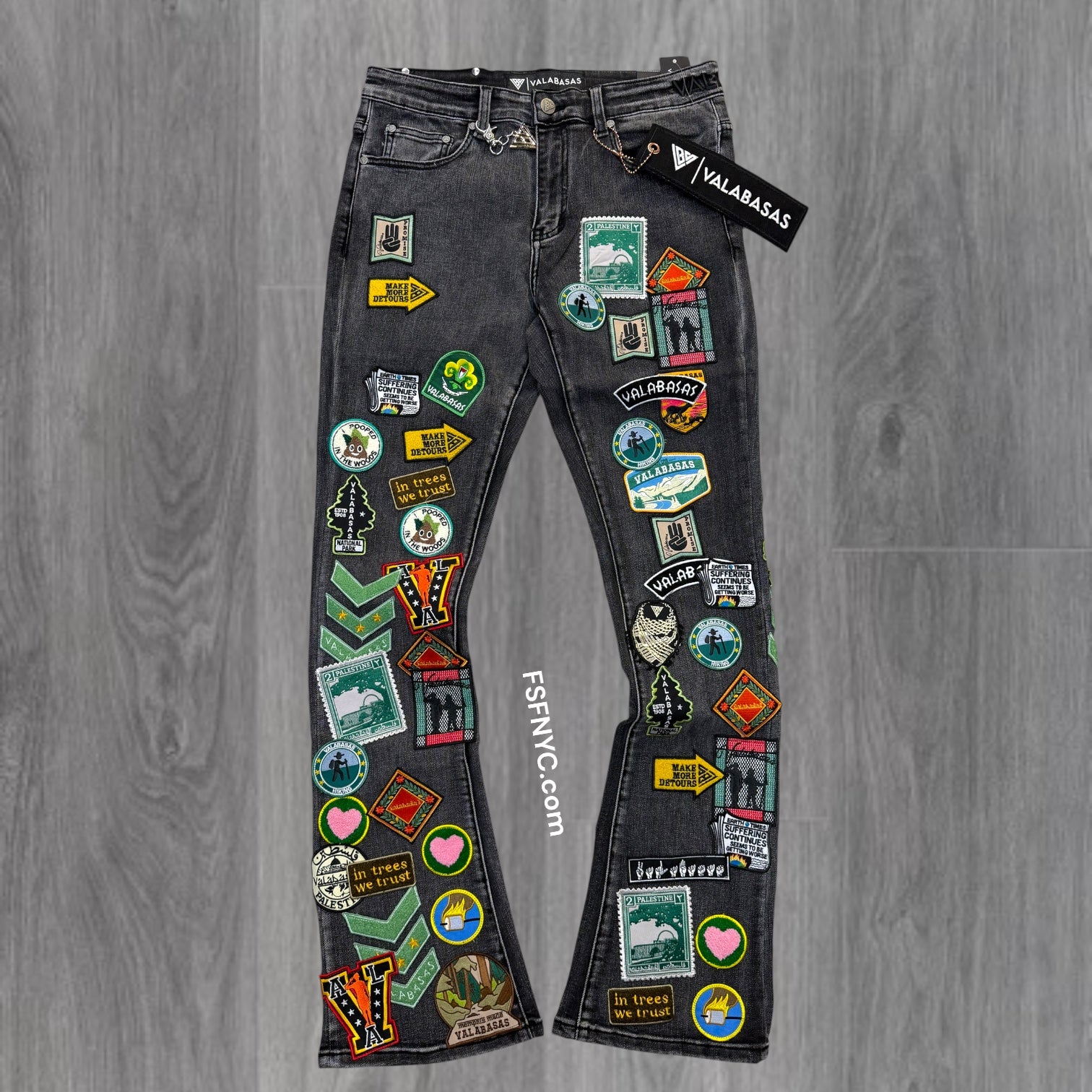 Valabasas- Stacked Axis Patch Denim - Black - 109