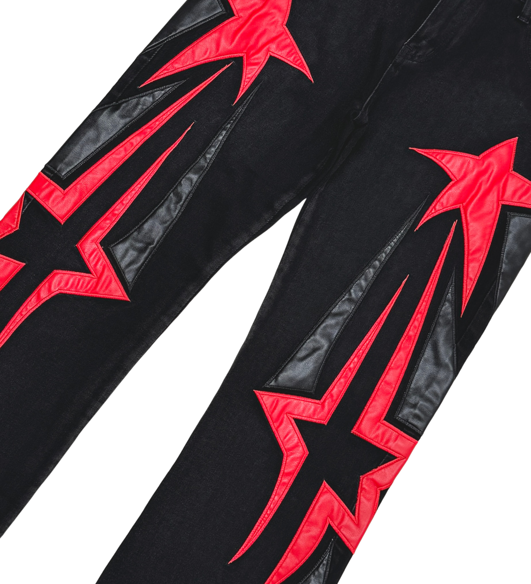 Vicious loose Fit with Leather Star Patch Denim Black vC5001 M