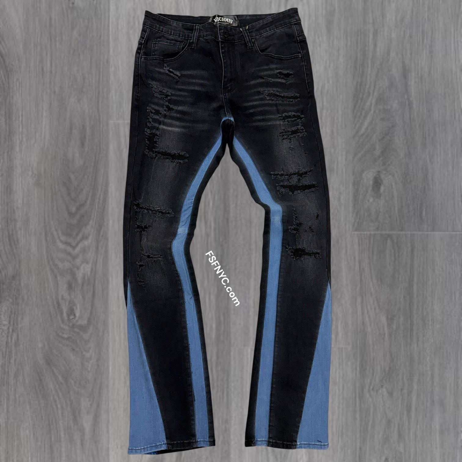 Vicious - Combo Flare Denim - Black - Vc1009