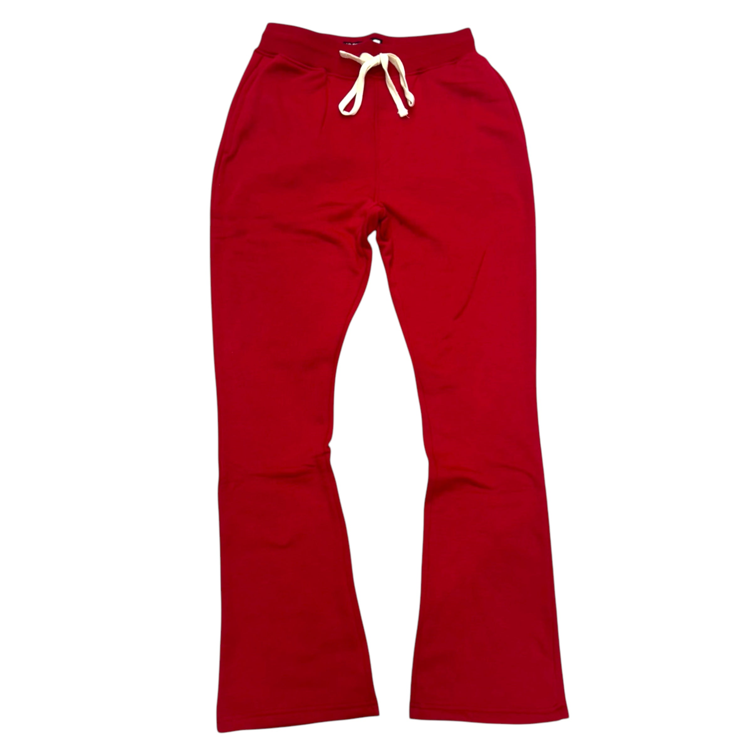 Rebel Stacked Flare Sweat Pants Red 475