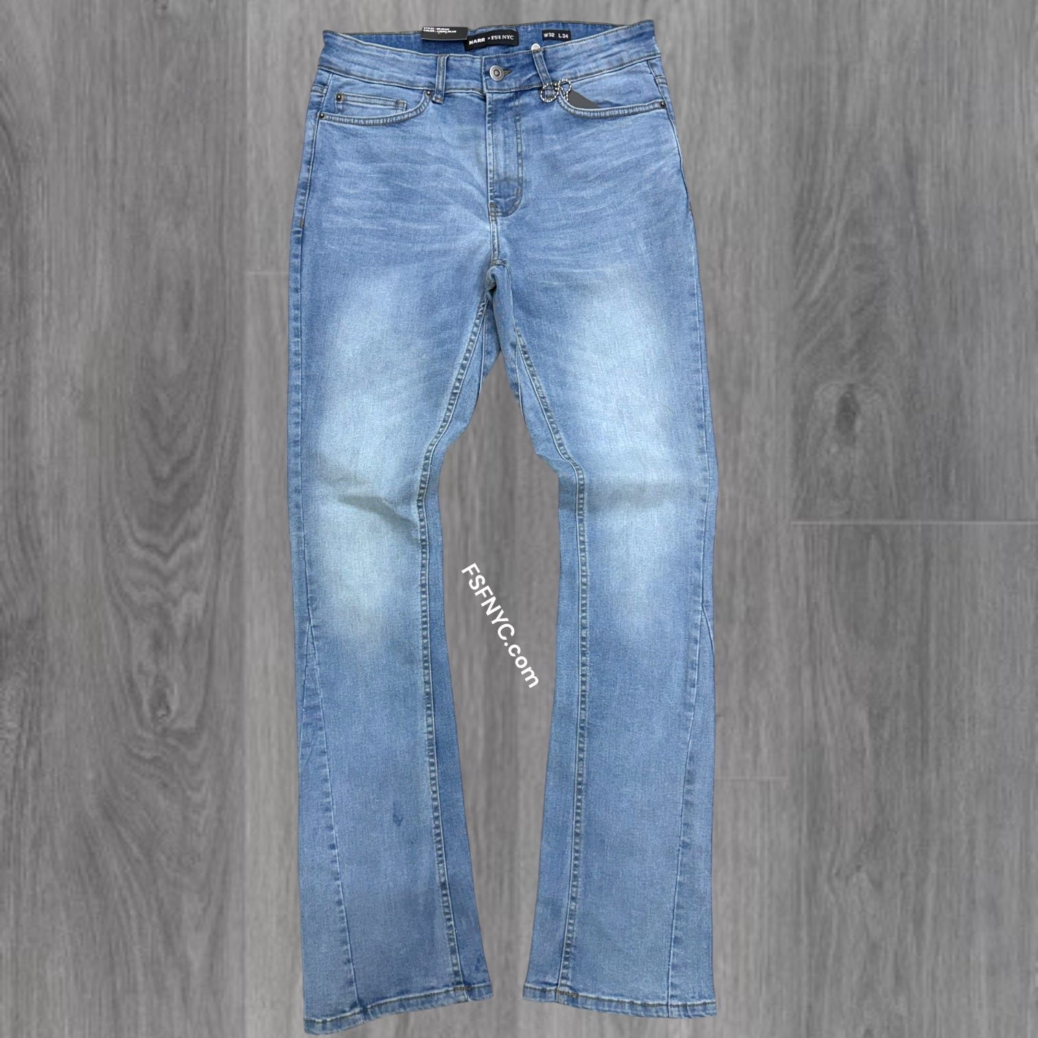 NARR - Stacked Fit Plain Denim - Light Blue - 80445