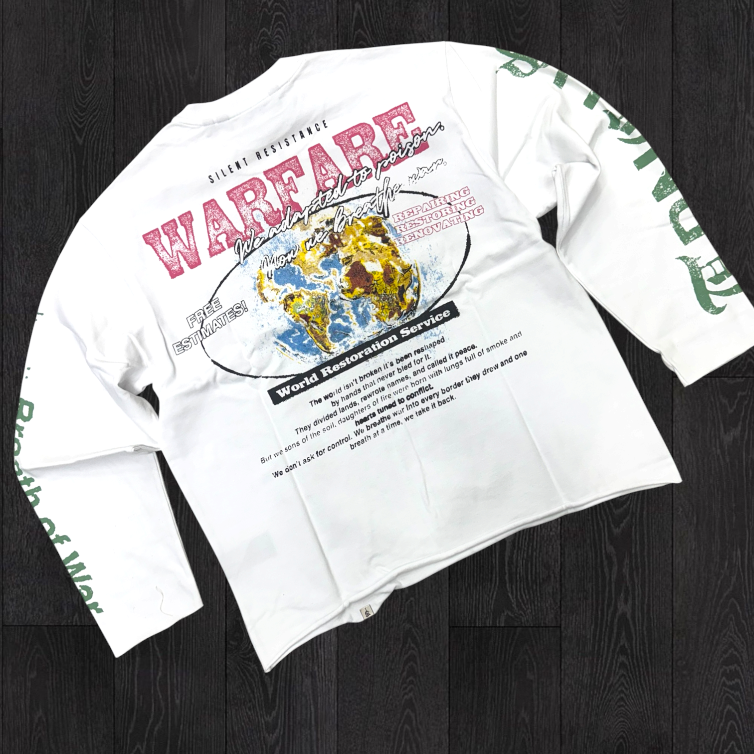 TRNCHS - Long Sleeve Warfare Tee - White -