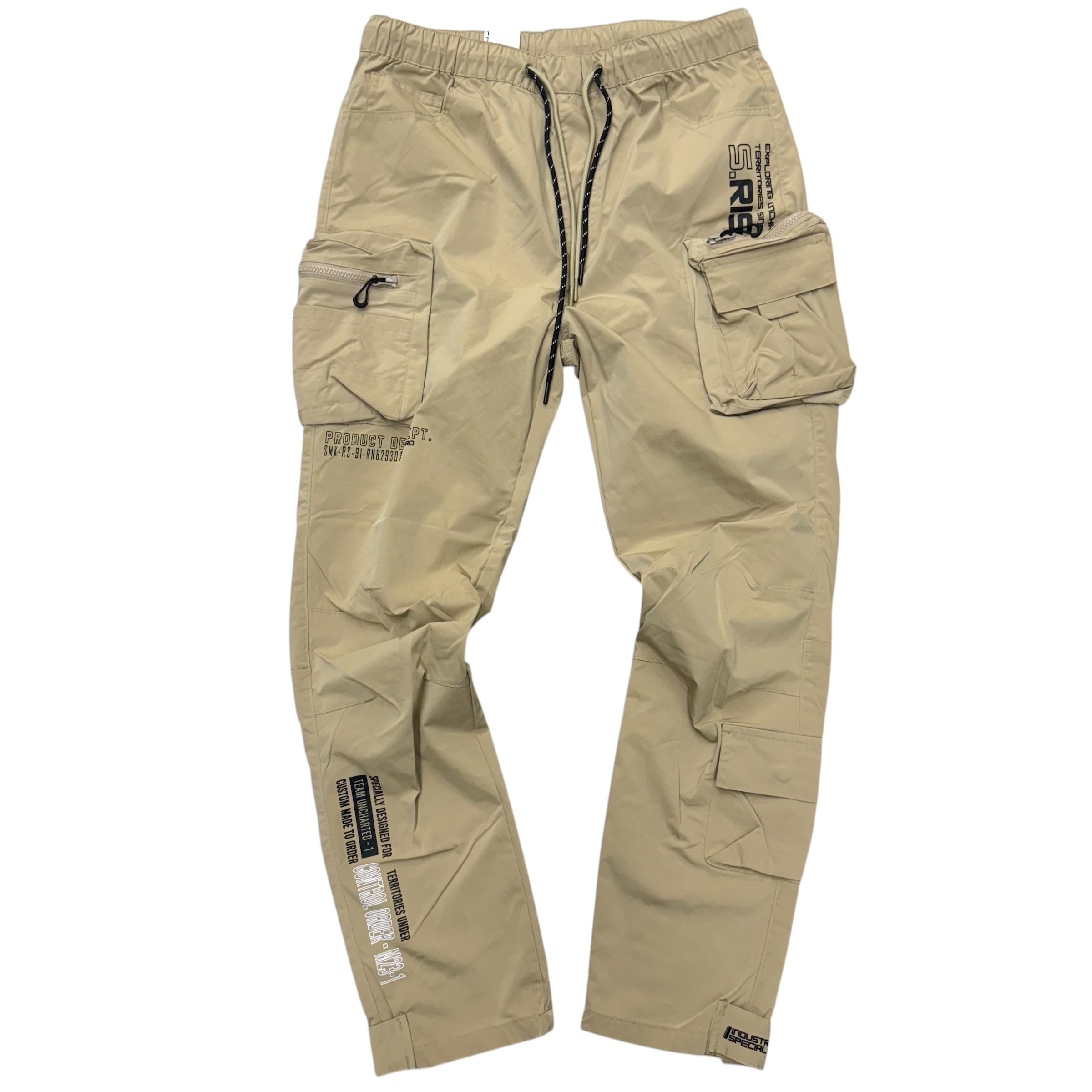 Rise Utility Nylon Cargo Pants - Khaki - 23582