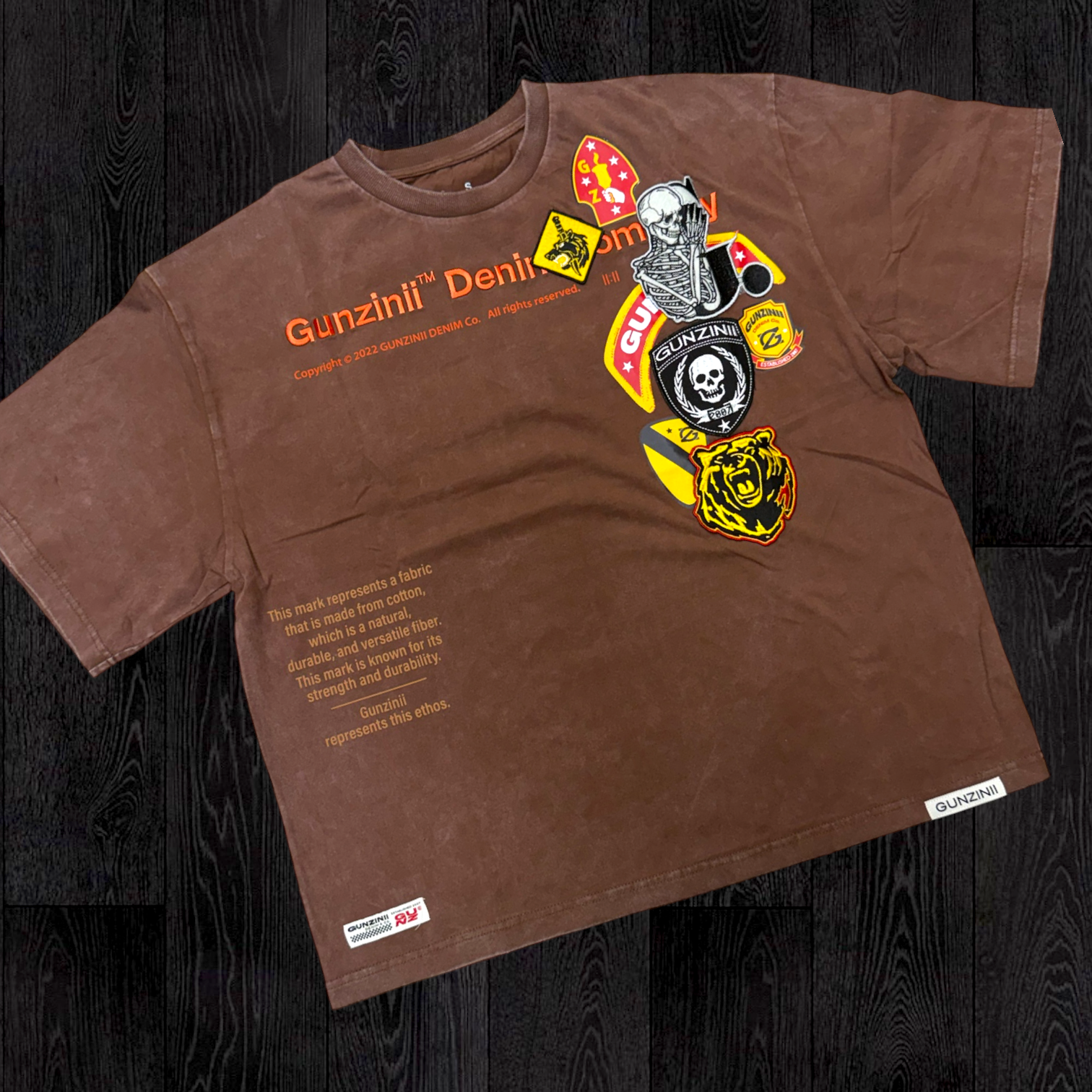 Gunzinii - Patch Work T-shirt - Brown - 1055