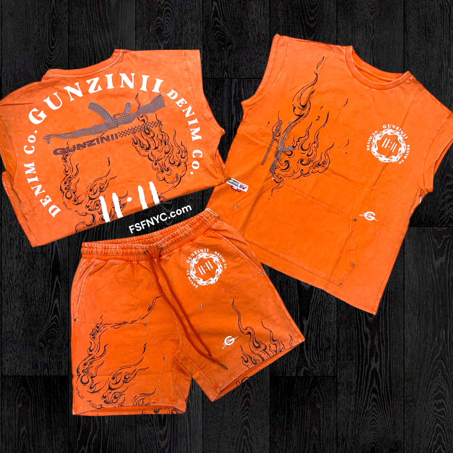 Gunzini - SET - Sleeveless Gunz short set - Orange - 1032 1031