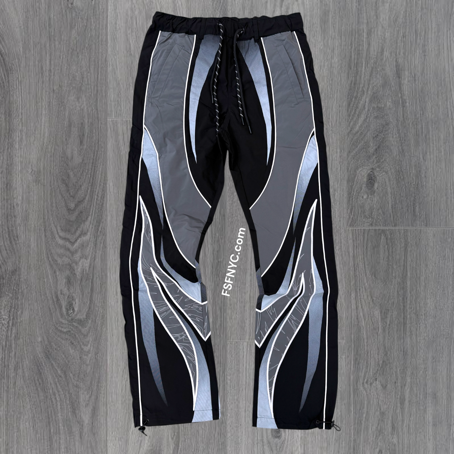 Rise - Color Block Windbreaker Pants - cast.Black - F586