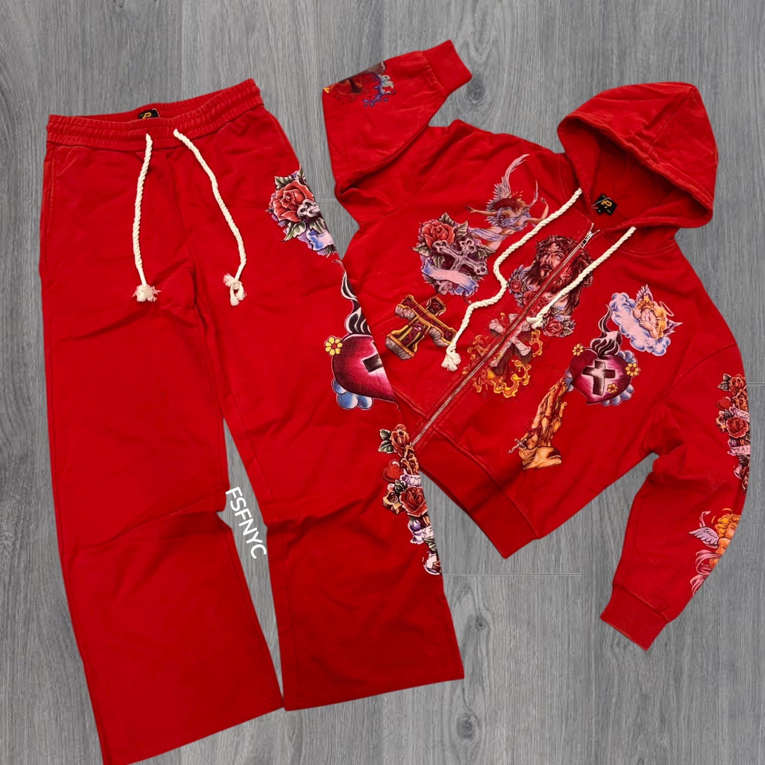 PTLK - Flare zip Sweat Suit - Red