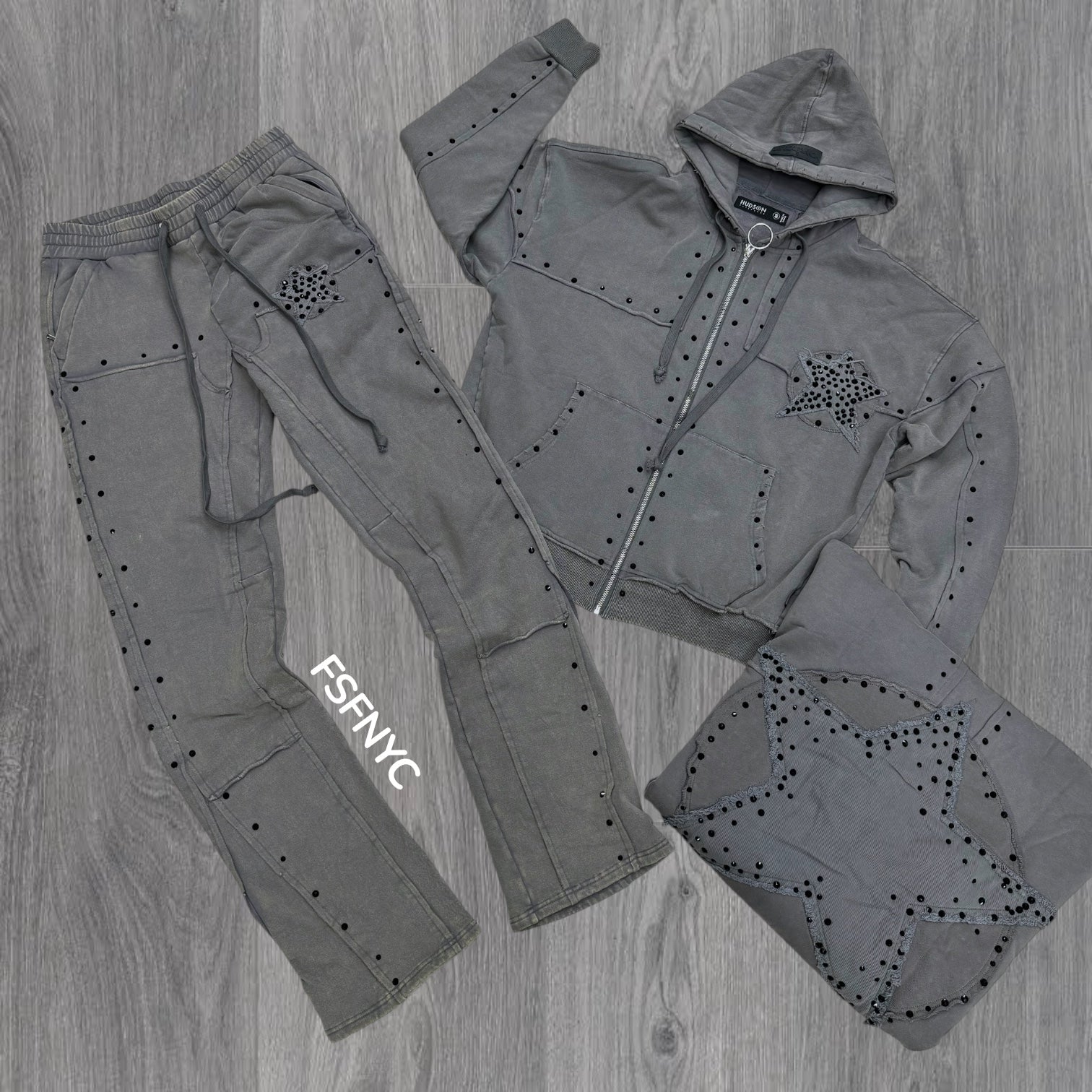 HDSN - Stacked Crystal Star Sweat suit - Grey - 605