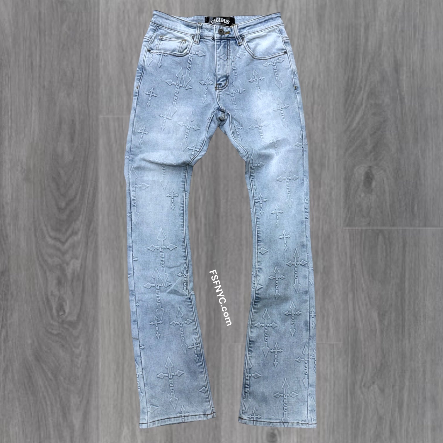 Vicious- Stacked Embossed Denim - Light BLUE - VC1089 zi