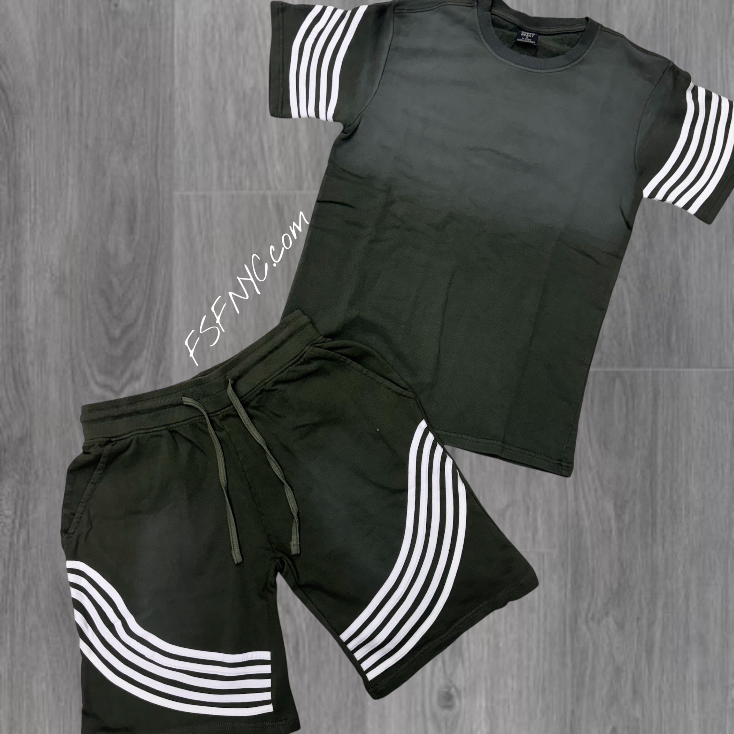UB Striped Short Set 3024 Olive