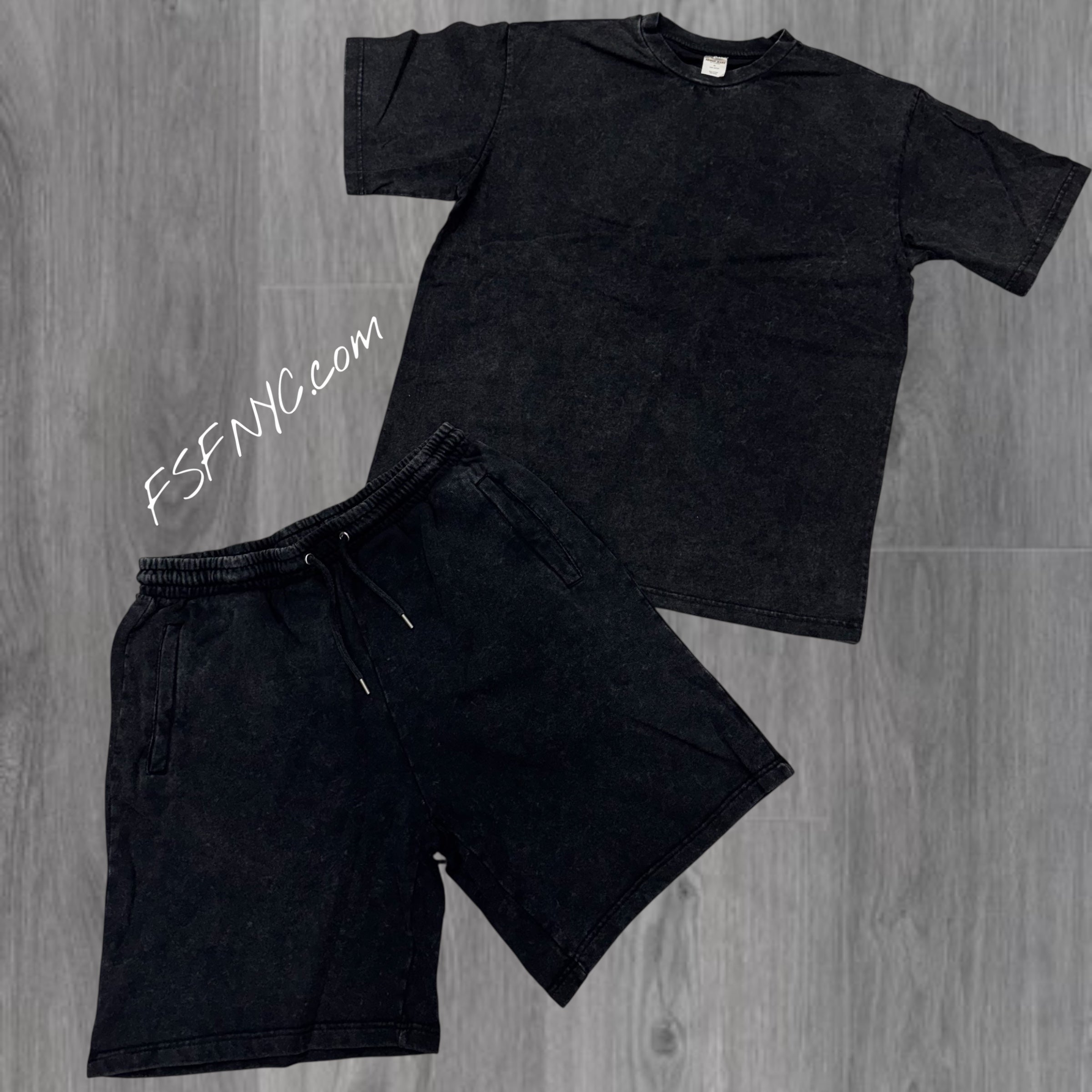 ARM Stone Wash Short Set Black Beauty 001 M