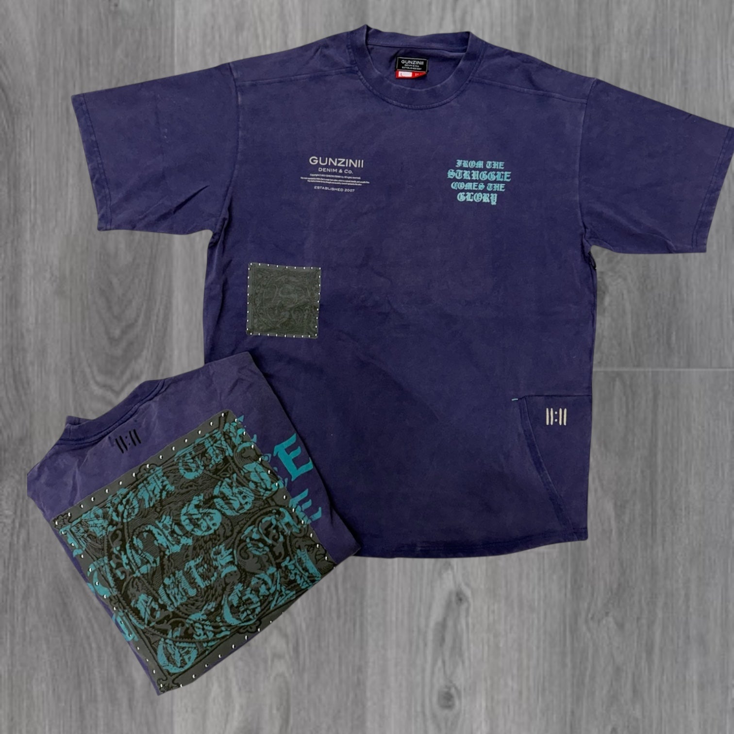 Gunzini - T-shirt - Washed Navy - Gz683 Gz682