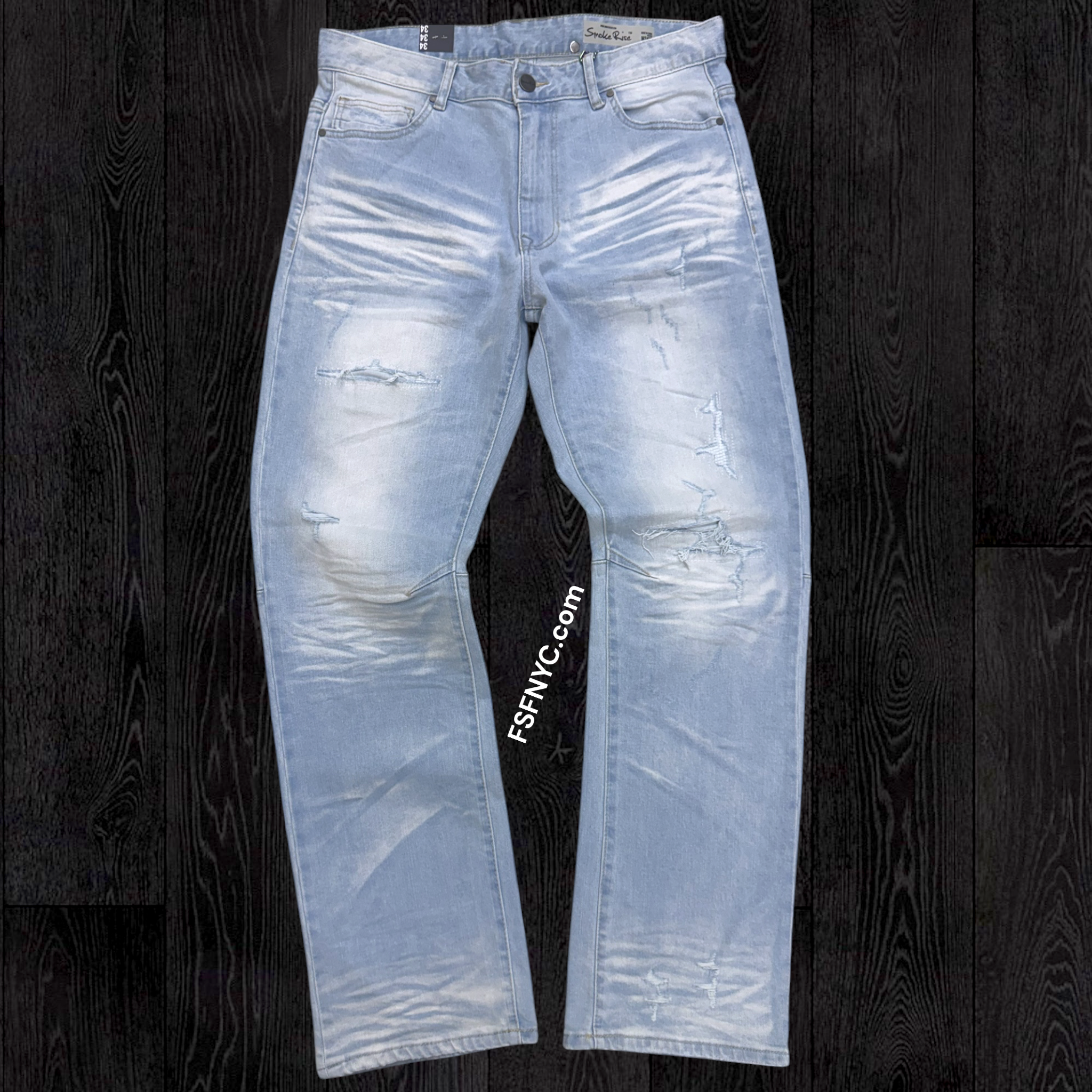 Rise - Whisker Effect Jeans - Kori Blue 25508