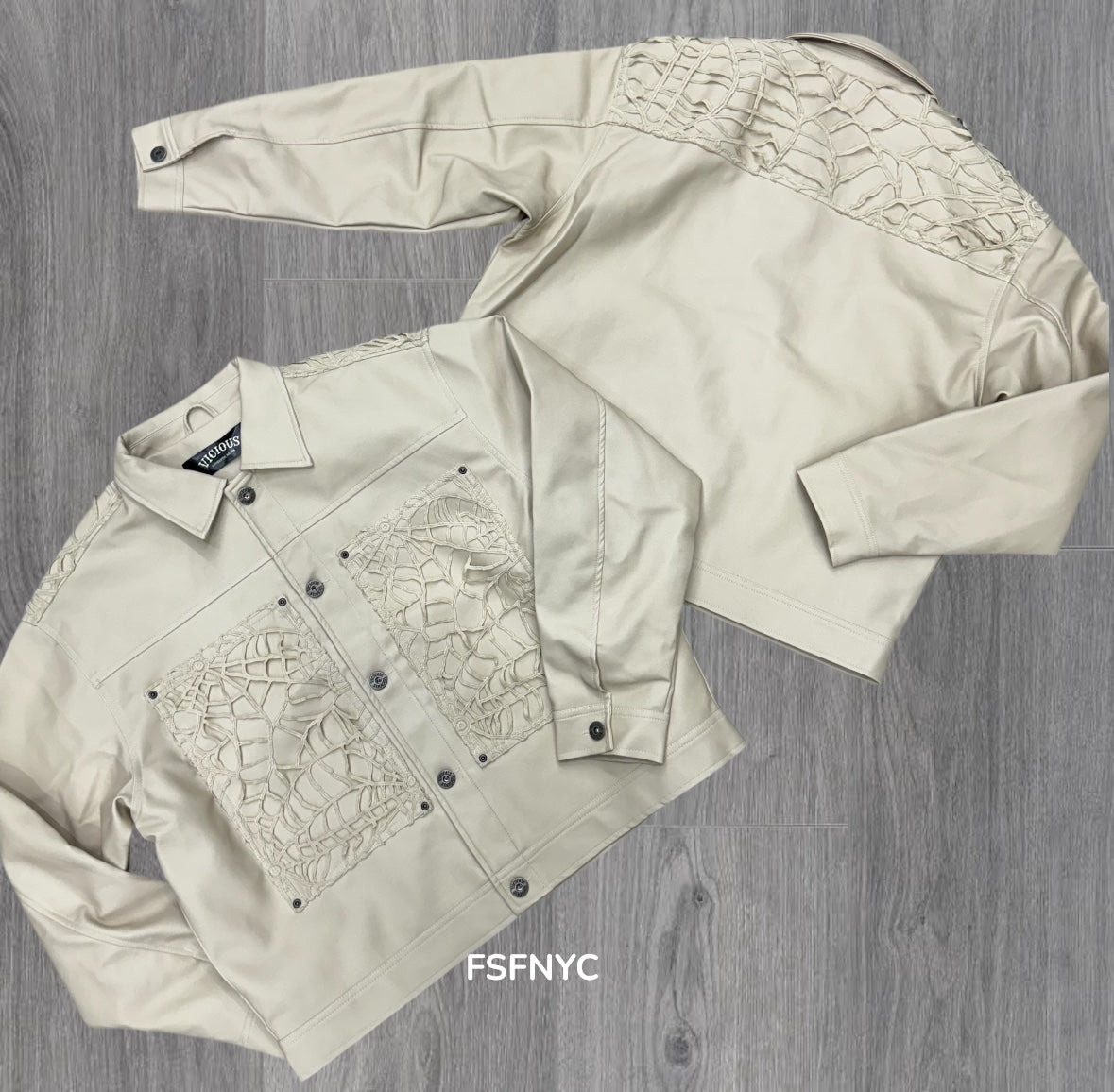 Vicious - ECRU (VEGAN LEATHER) JACKET - VC960