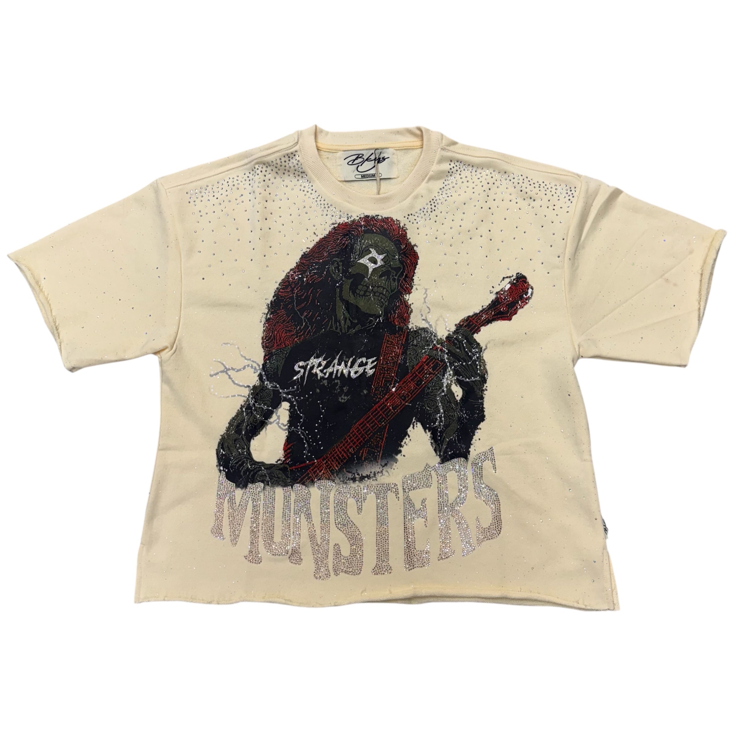 BKYS Rhinestone Munsters Off White T-Shirt 1324