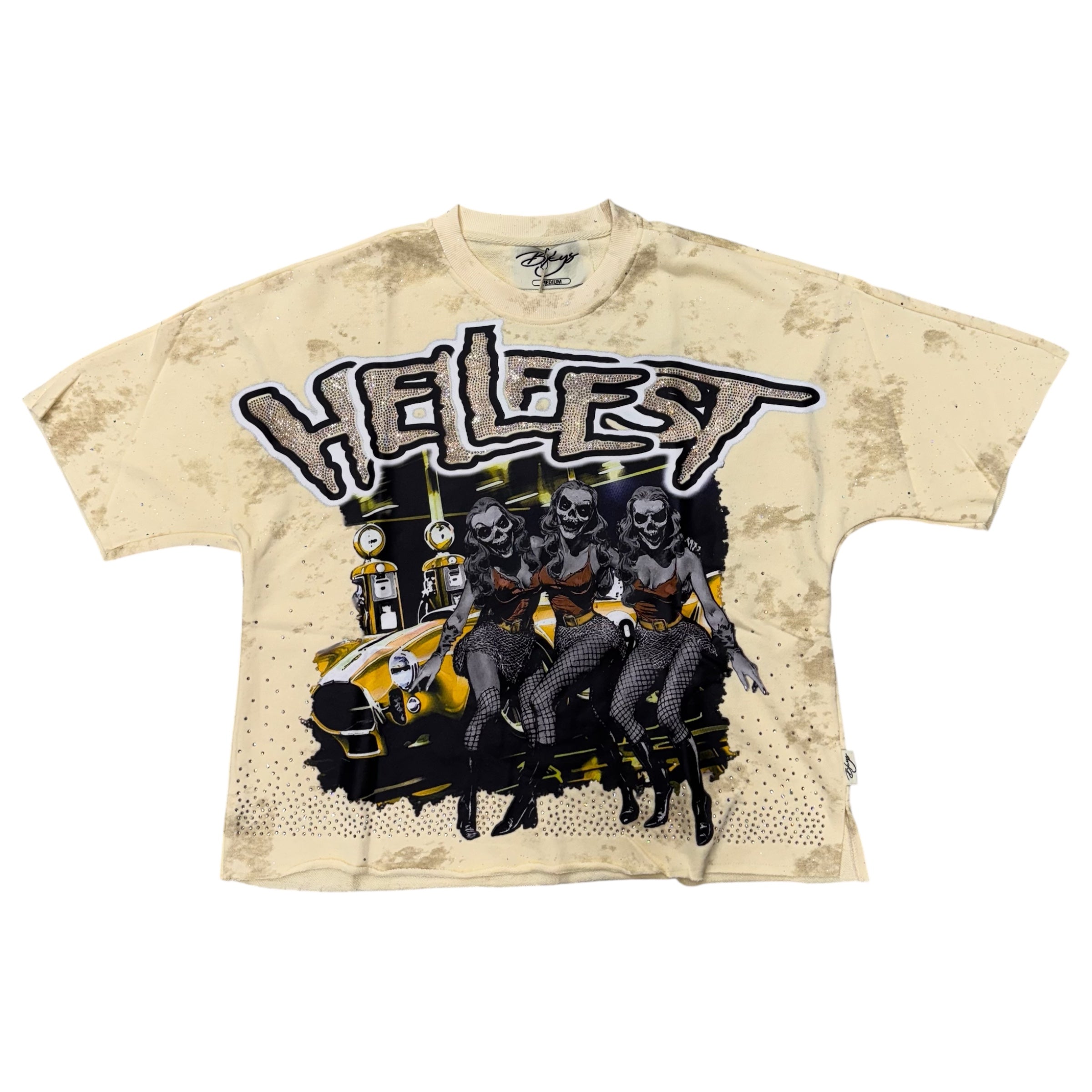 BKYS Rhinestone Hell Fest Off-White T-Shirt 1321