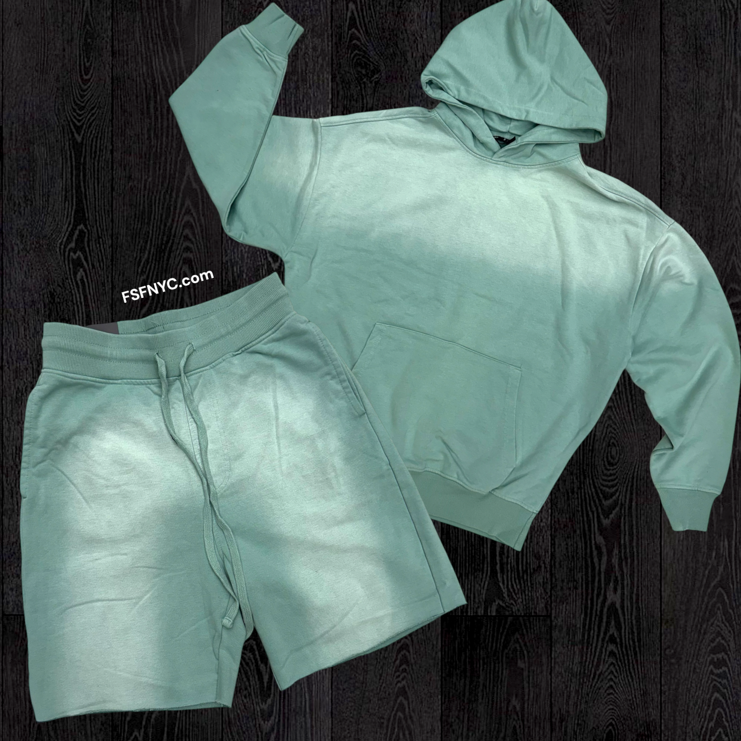 Rebel - Hoodie Short Set - Sage Green -