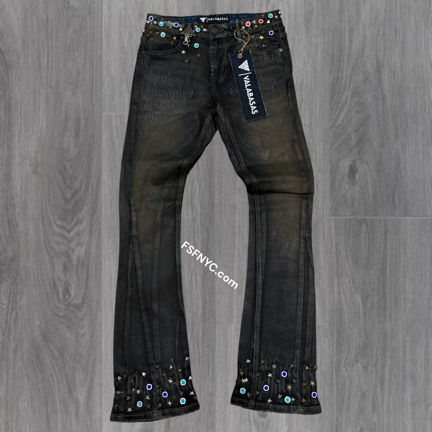 Valabasas - ION Dirty Vintage Grey Wax Stacked Jeans 1058