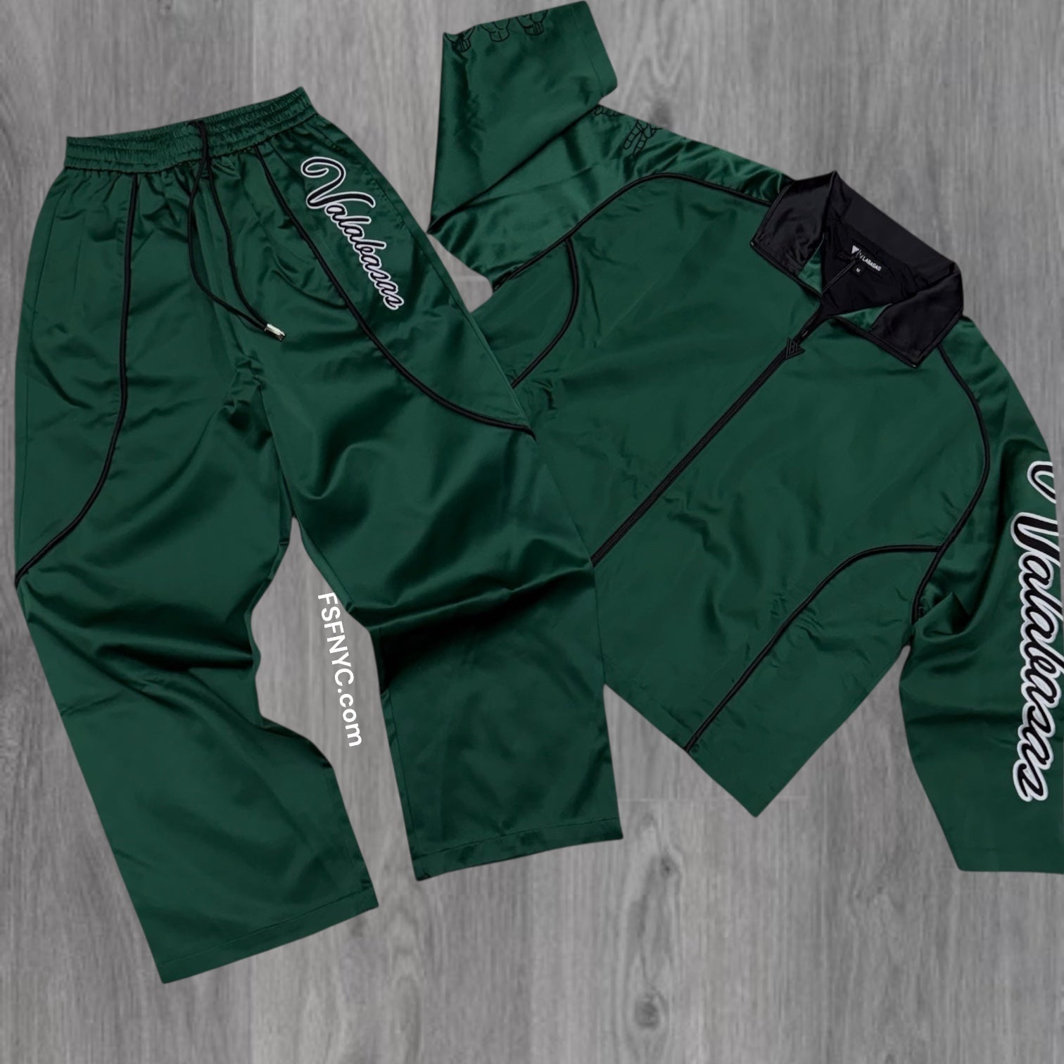 Valabasas- Merit Satin Jacket/Pants Set - Green - 1063