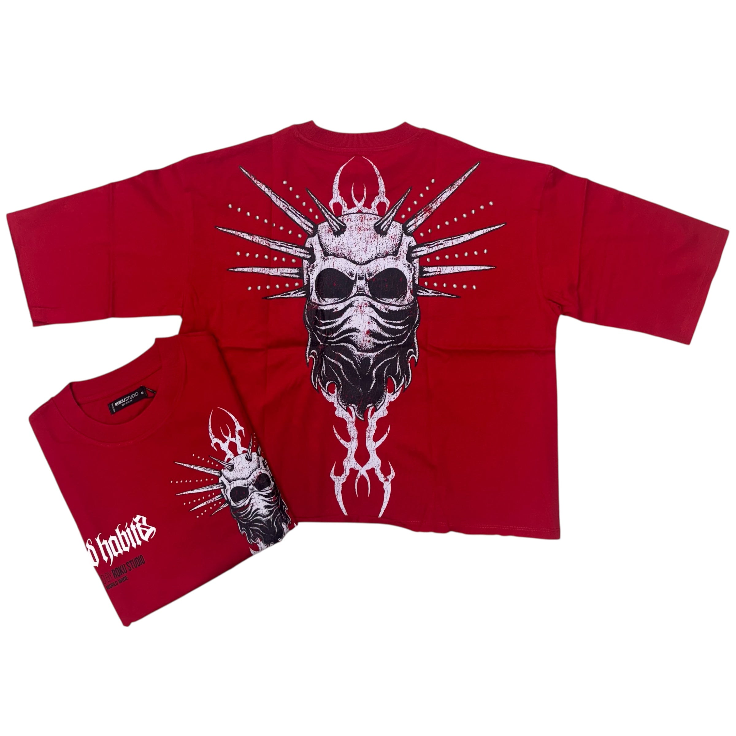 Roku Studded Bad Habits T-Shirt Red 1636 M