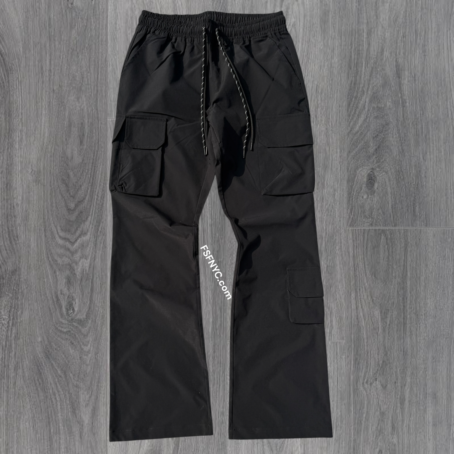 Baruda - Flare Nylon Cargo Pants - Black - 404FS