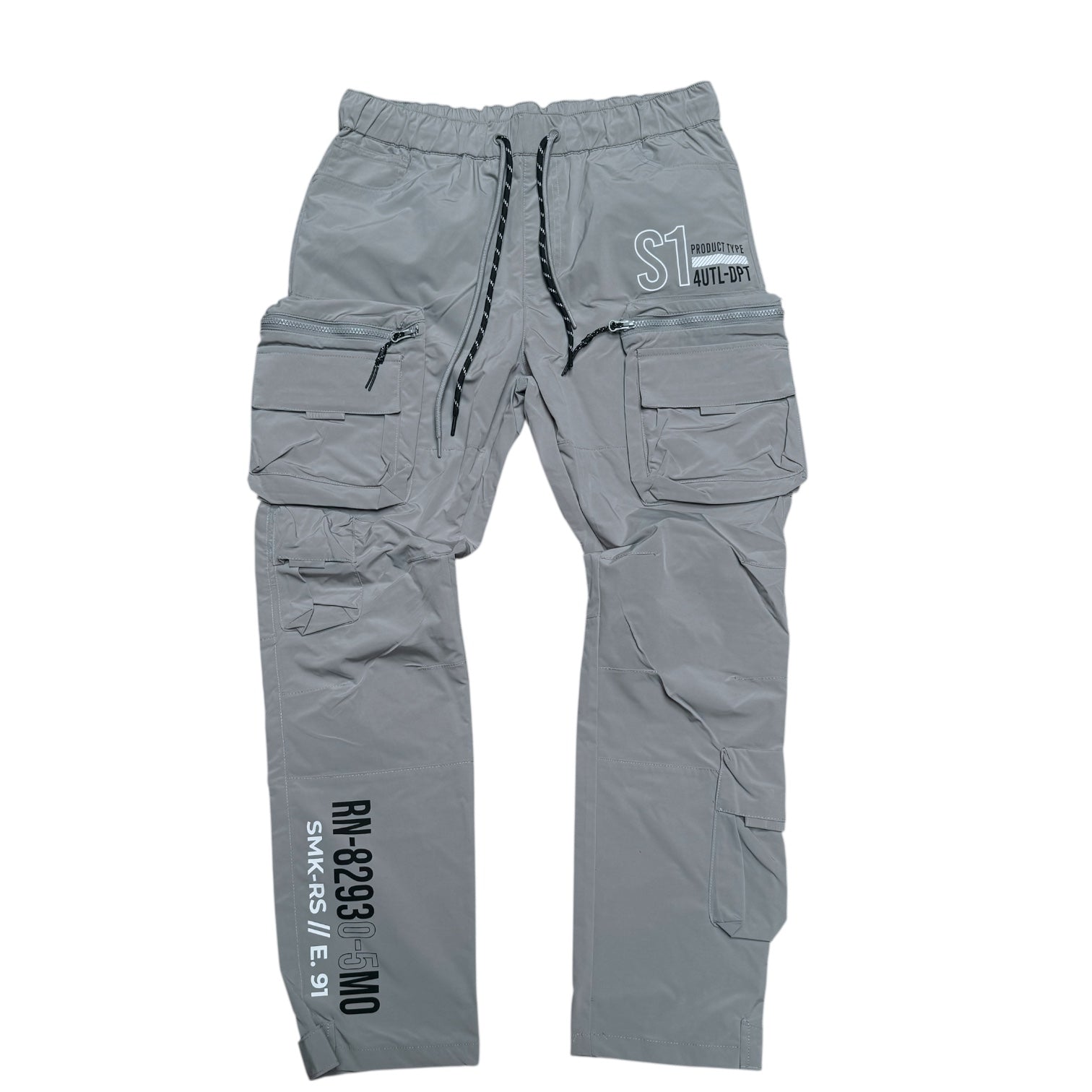 Rise Utility Nylon Cargo Pants - Grey - 25584