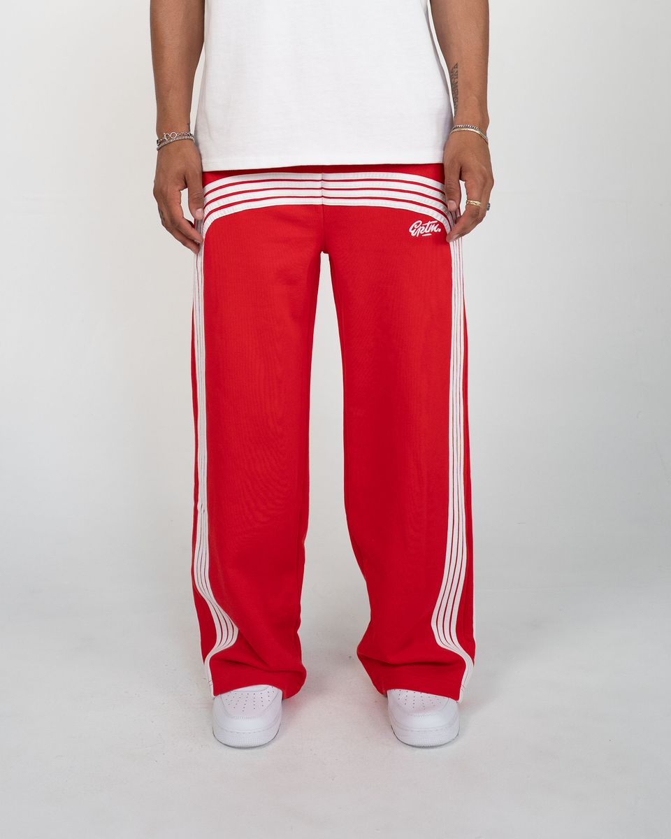 EPTM Stacked Stripes Curve Sweat Pants Red White M