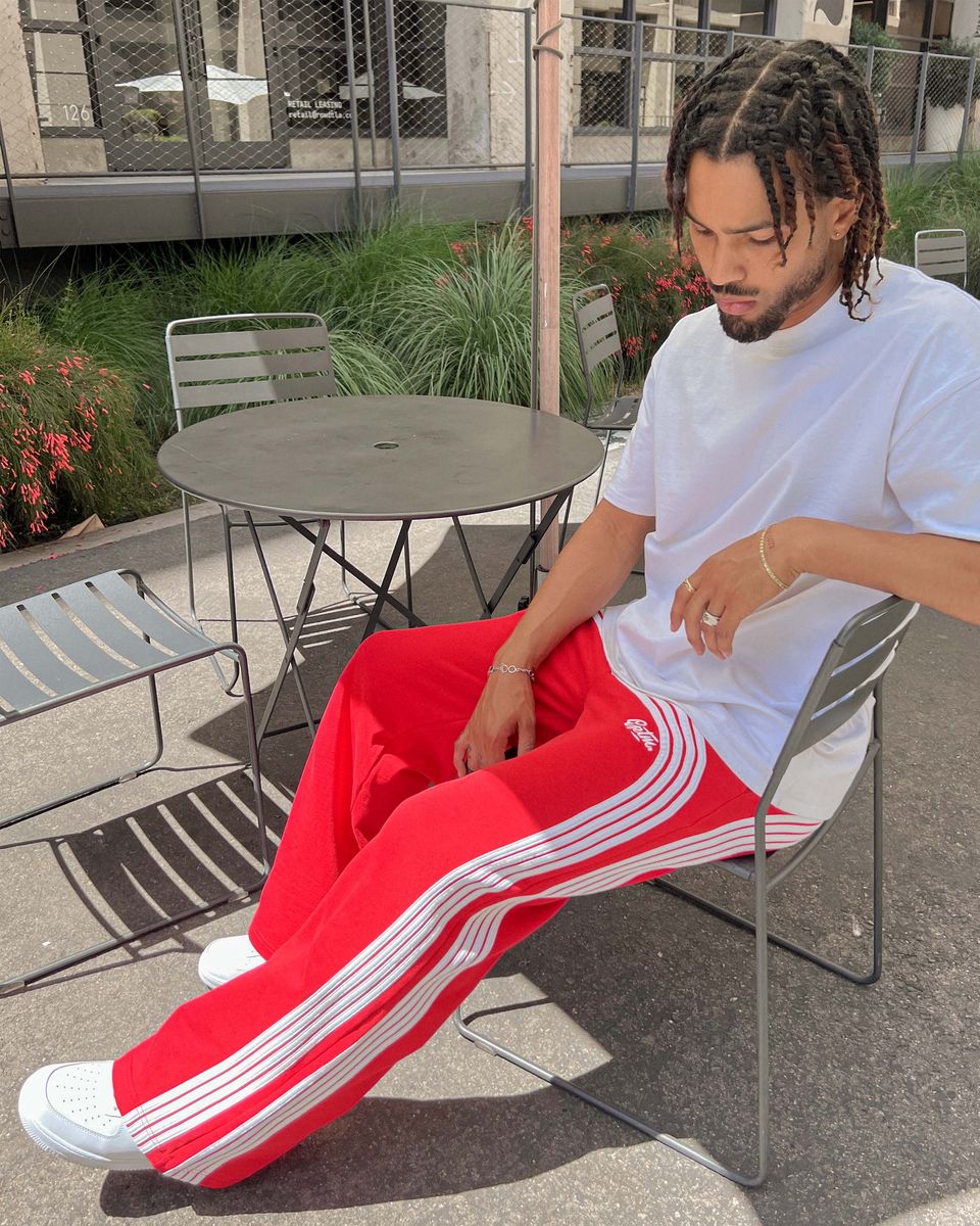 EPTM Stacked Stripes Curve Sweat Pants Red White M