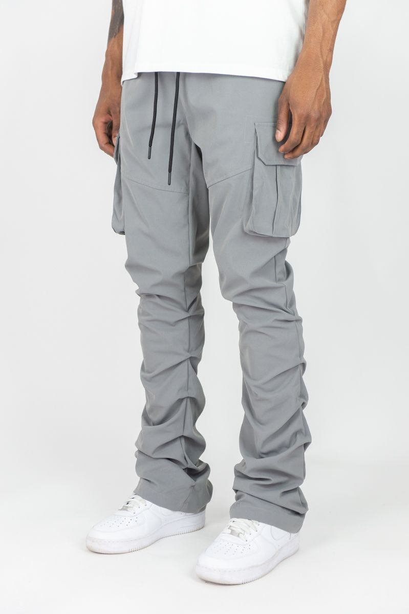 R - Stacked Flare Nylon Cargo - Grey - 422