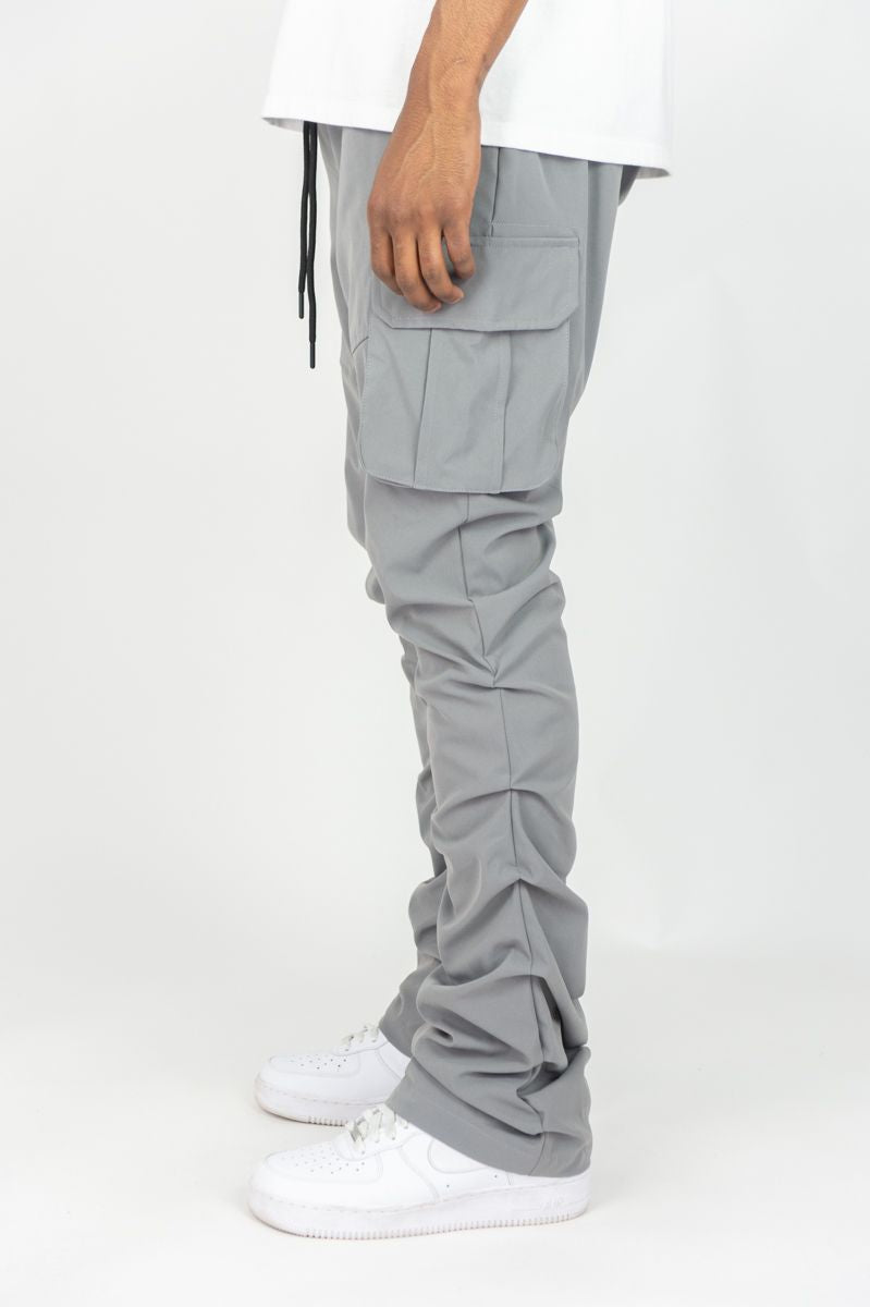 R - Stacked Flare Nylon Cargo - Grey - 422