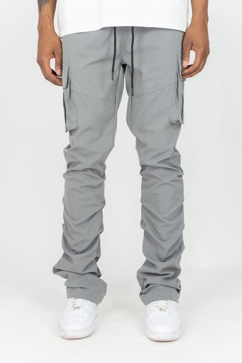 R - Stacked Flare Nylon Cargo - Grey - 422