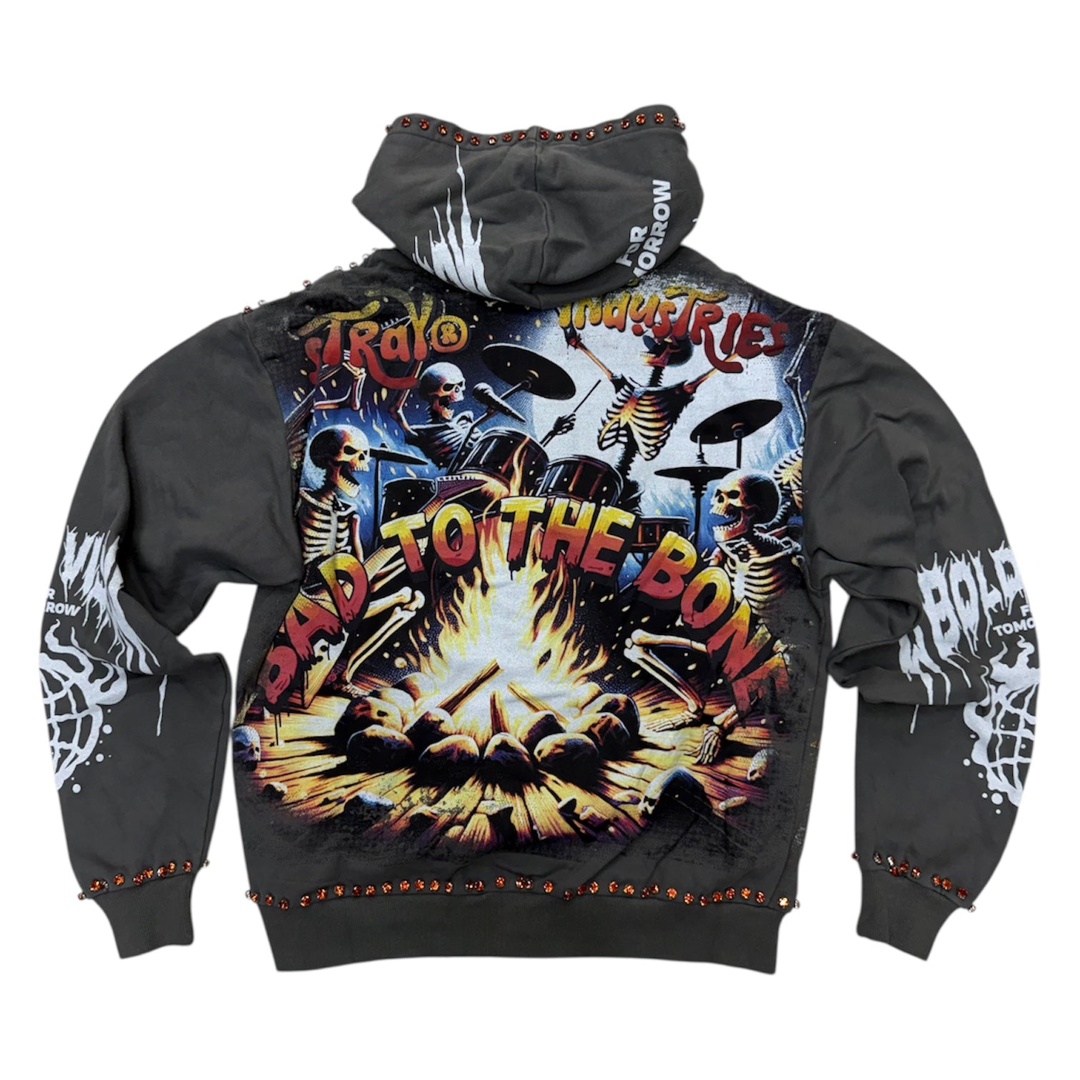 Stray - Bad To The Bone Crystal Zip Hoodie - Charcoal - 1551