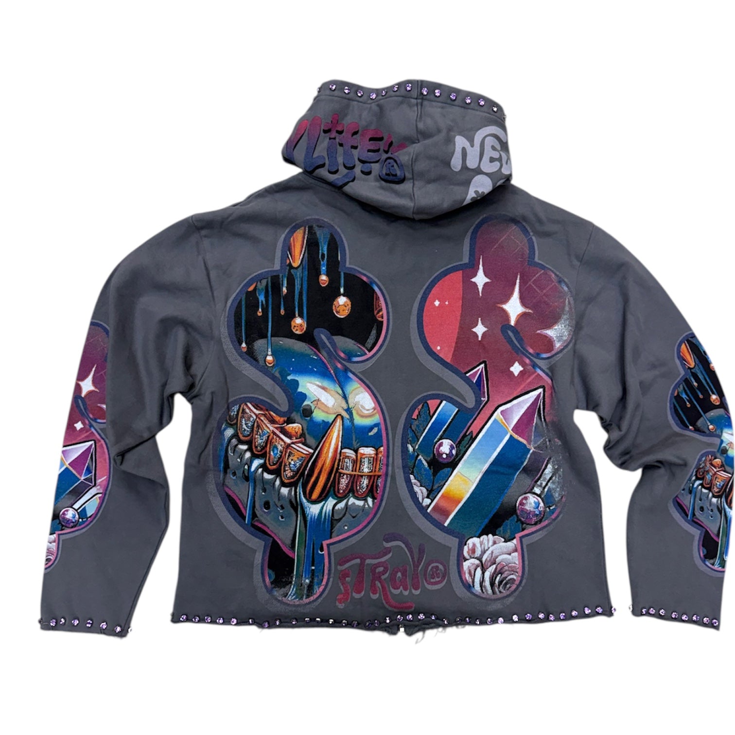 Stray - Melt Crystal Zip up Hoodie - Grey - 1550