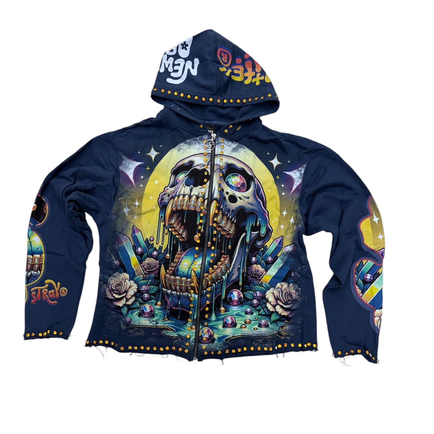 Stray - Melt Crystal Zip up Hoodie - Navy - 1550