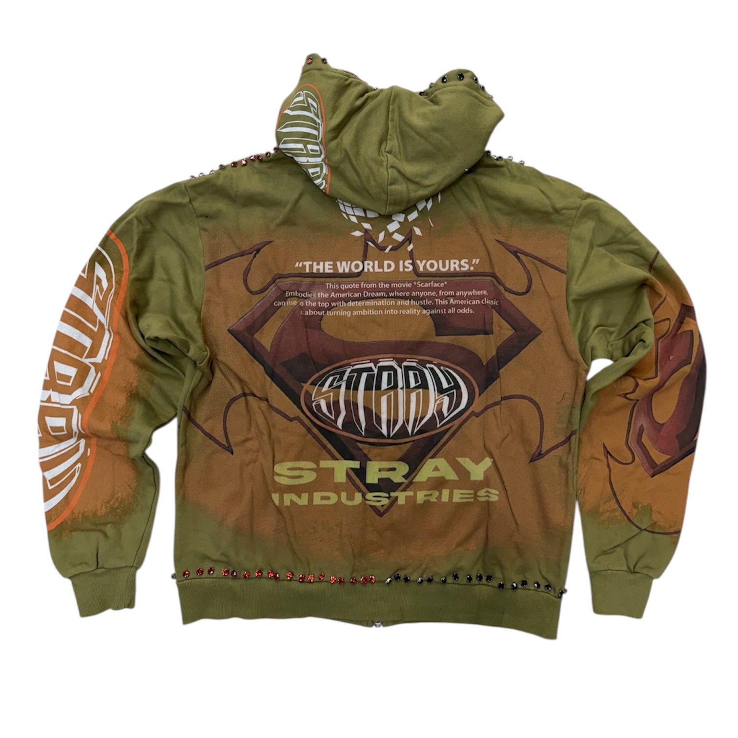 Stray - Gotham Zip up Crystal Hoodie - Olive - 1517