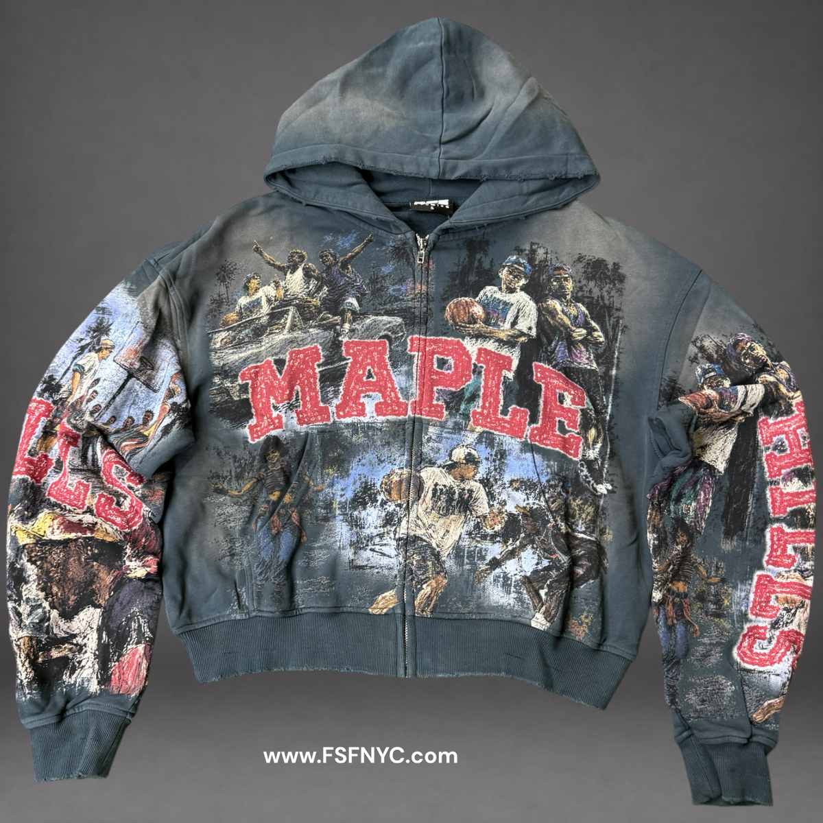 Space - Can’t Jump Zip Up Hoodie - Blueish JK08