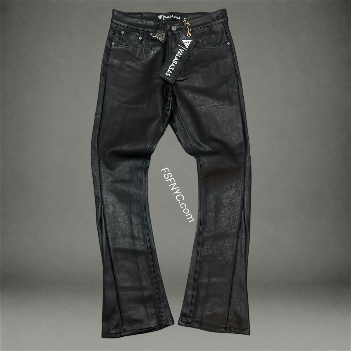 Valabasas - Mr Stacked Jeans - Black Leather - 1005