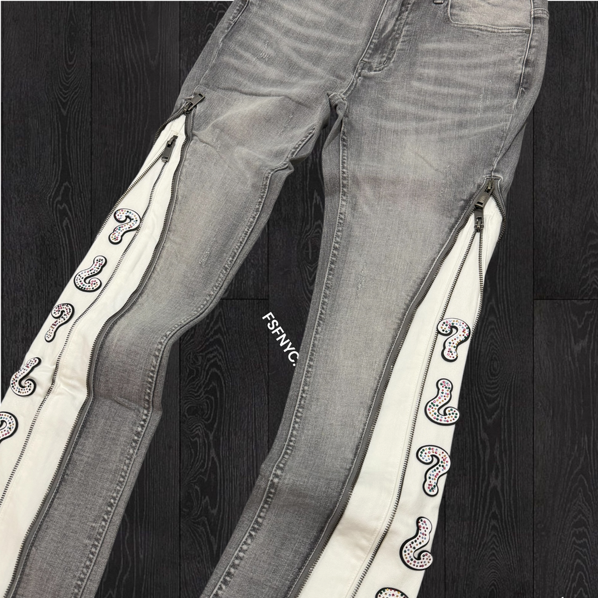 Elements of Art - Question Stacked Jeans - Grey - EOA-QMD-001