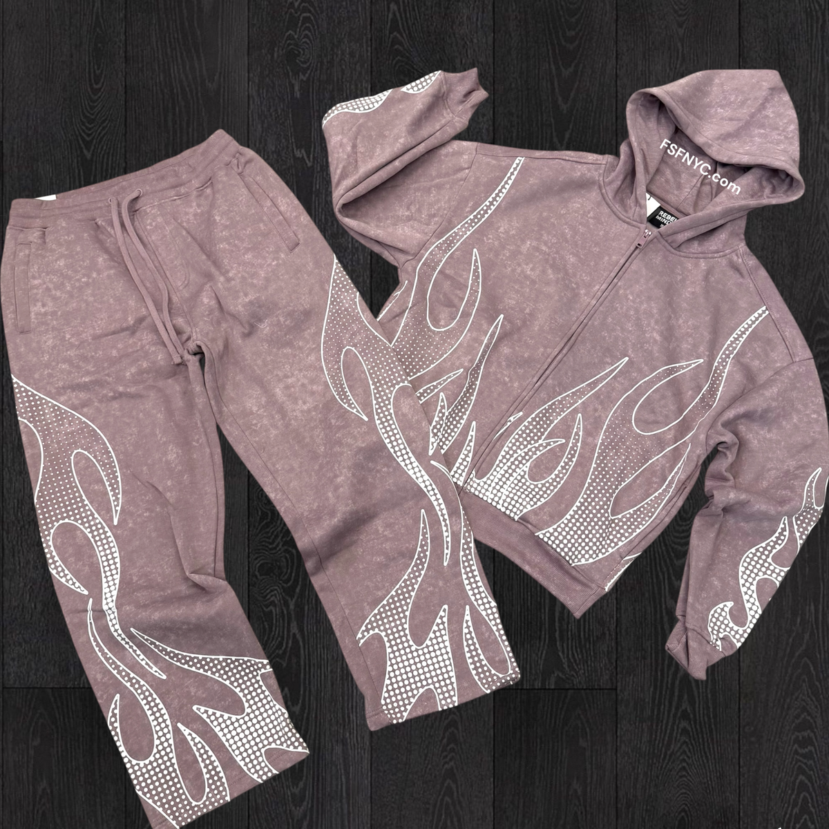 Rebel - Flame FZ Hoodie Set - Sage Pink - 335 435