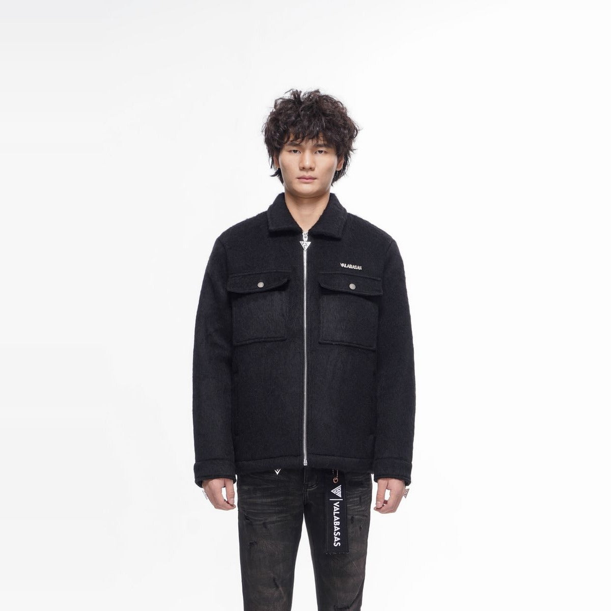 Valabasas - Offset Mohair Jacket - Black - 1057