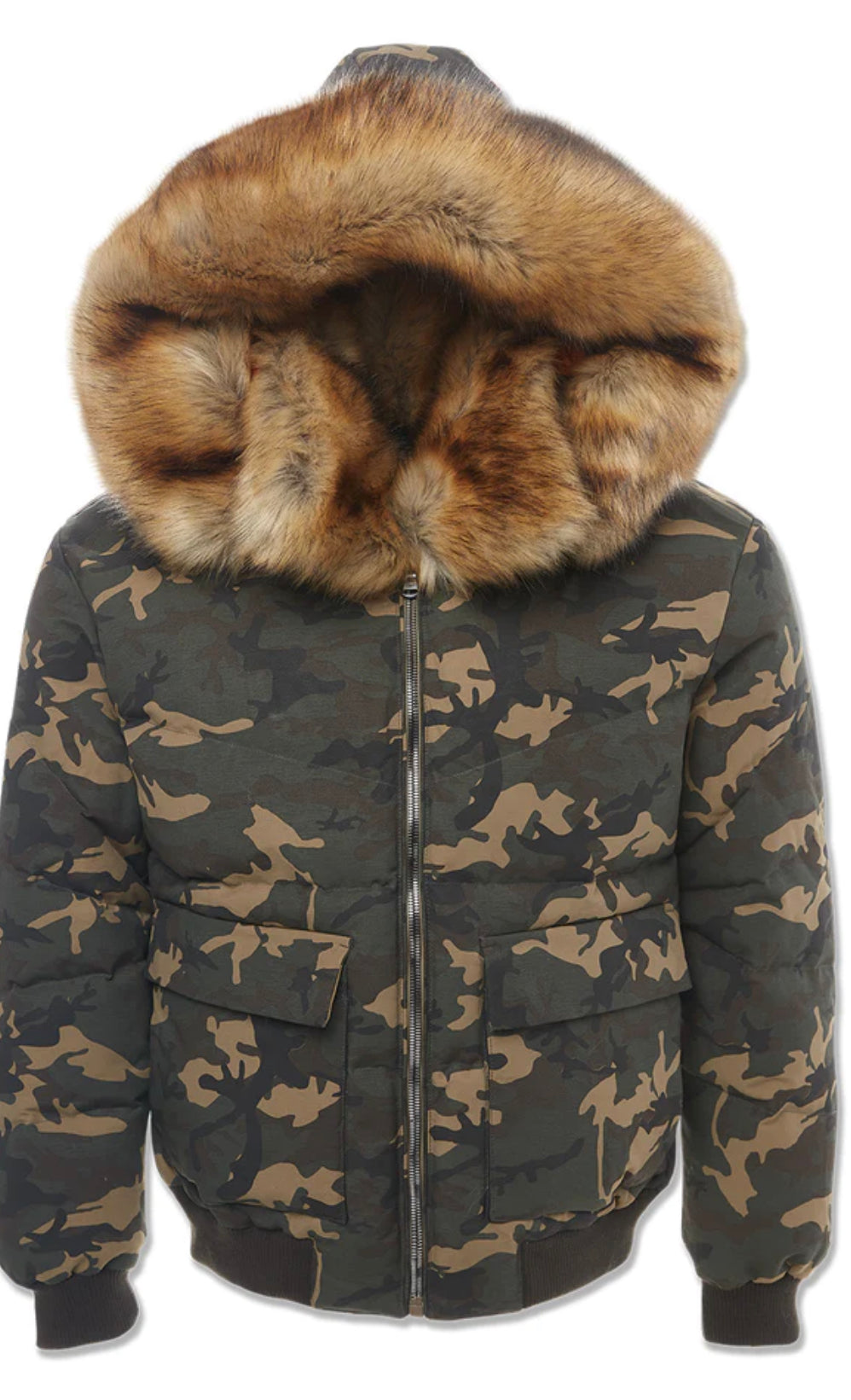 Jordan Hollis Craig Canvas Puffer jacket w fur hood Woodland 91541m