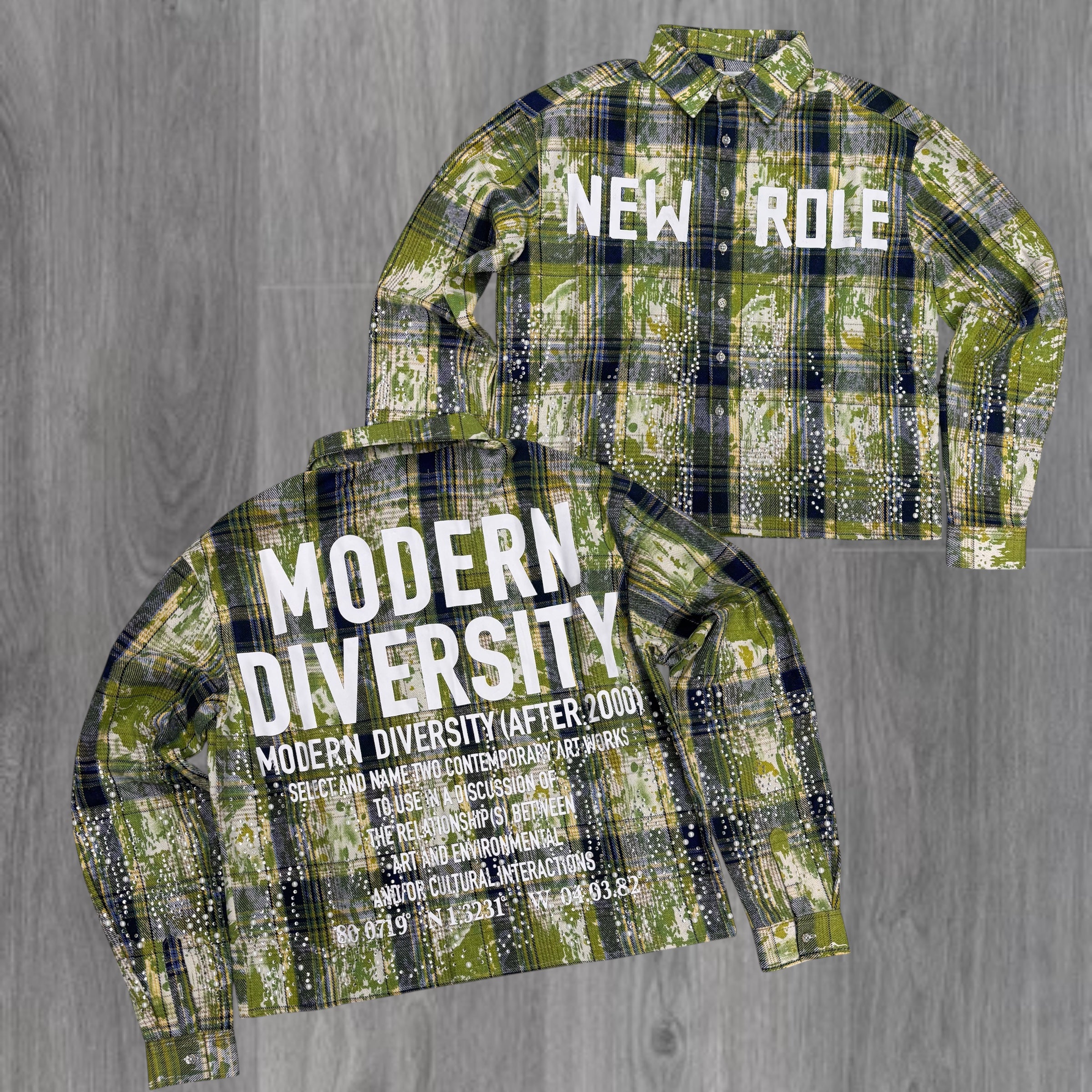 KLEEP - NEW ROLE Rhinestone Flannel - GREEN - 5320
